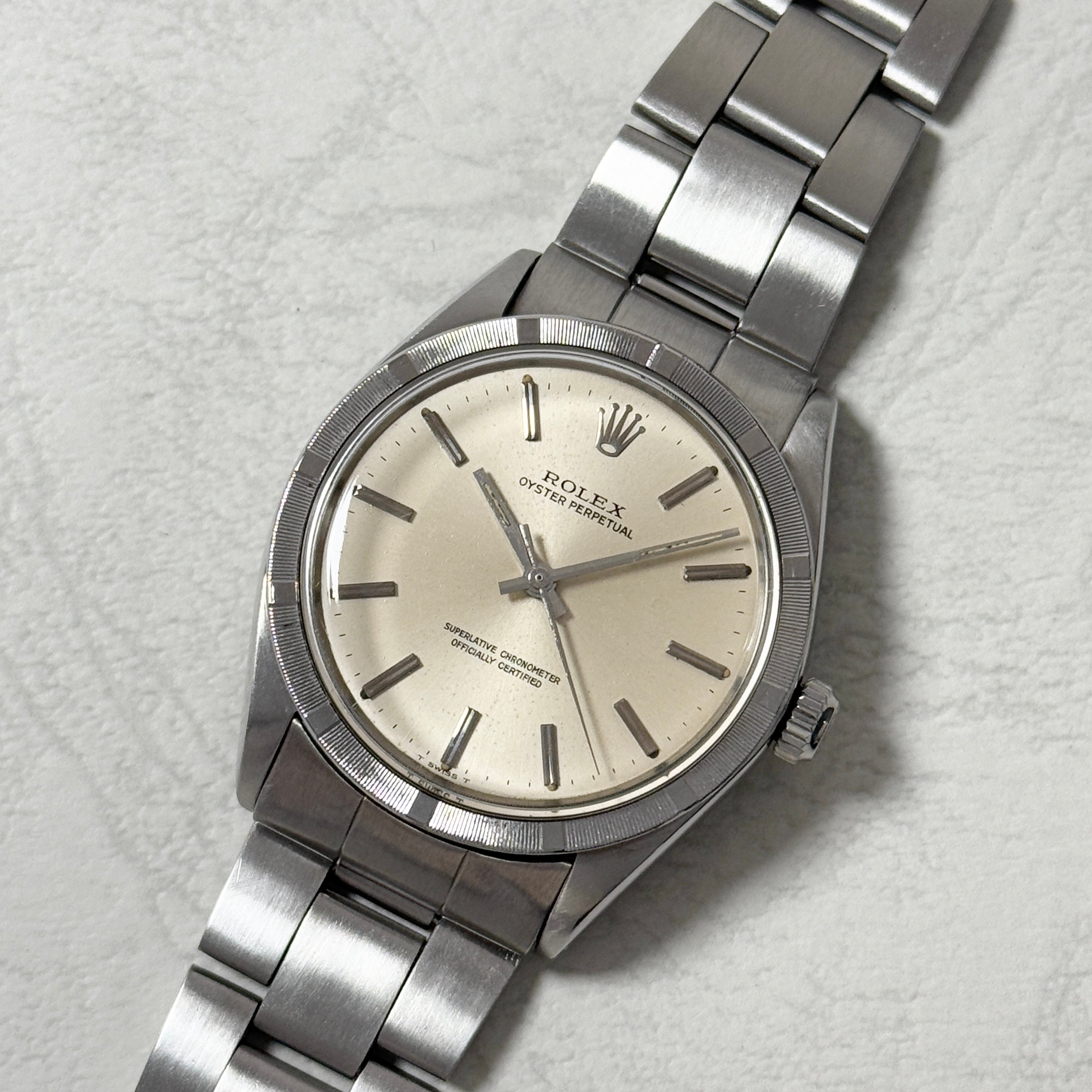 [ROLEX] Rolex Oyster Perpetual Ref.1007 Silver Engine Turned Bezel