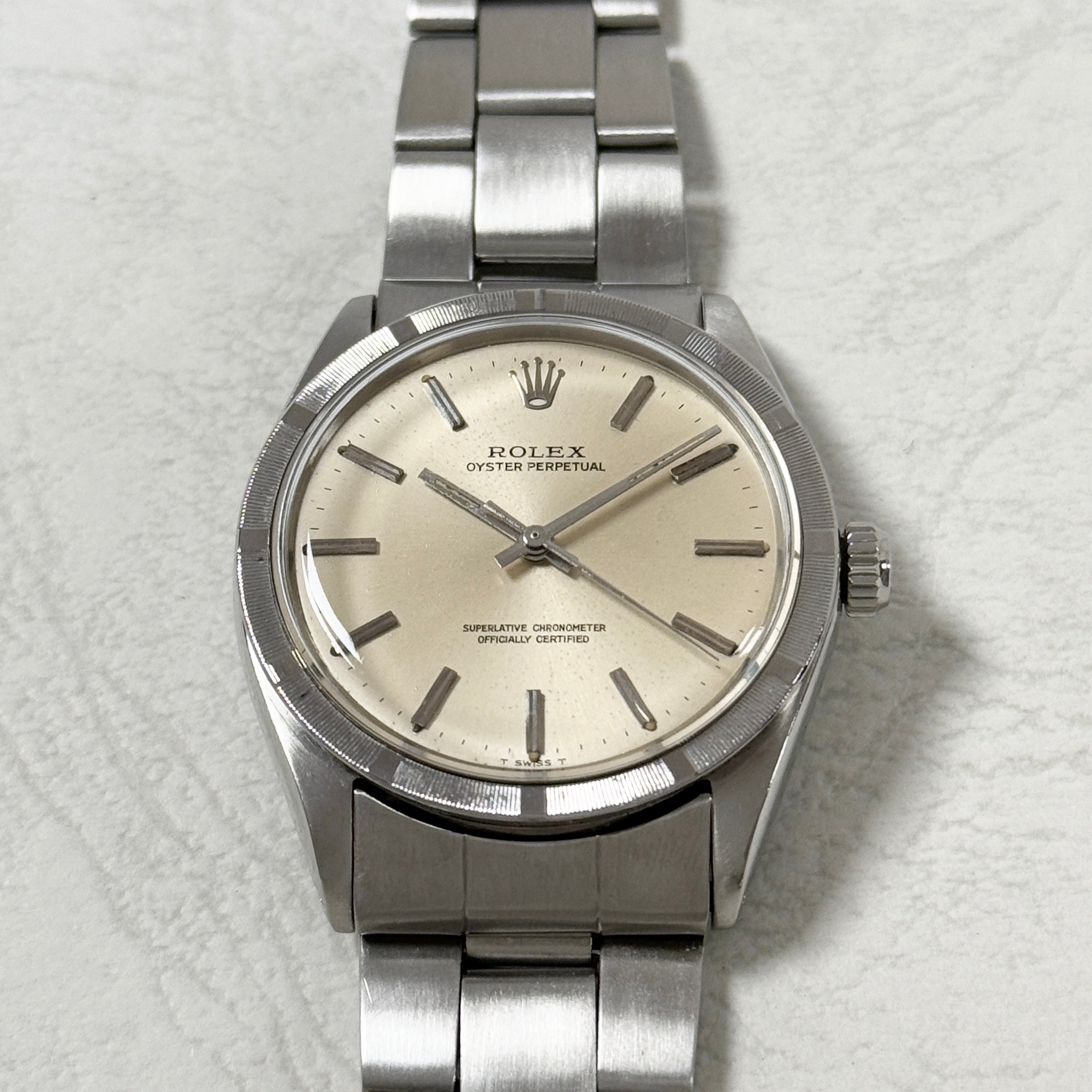 [ROLEX] Rolex Oyster Perpetual Ref.1007 Silver Engine Turned Bezel