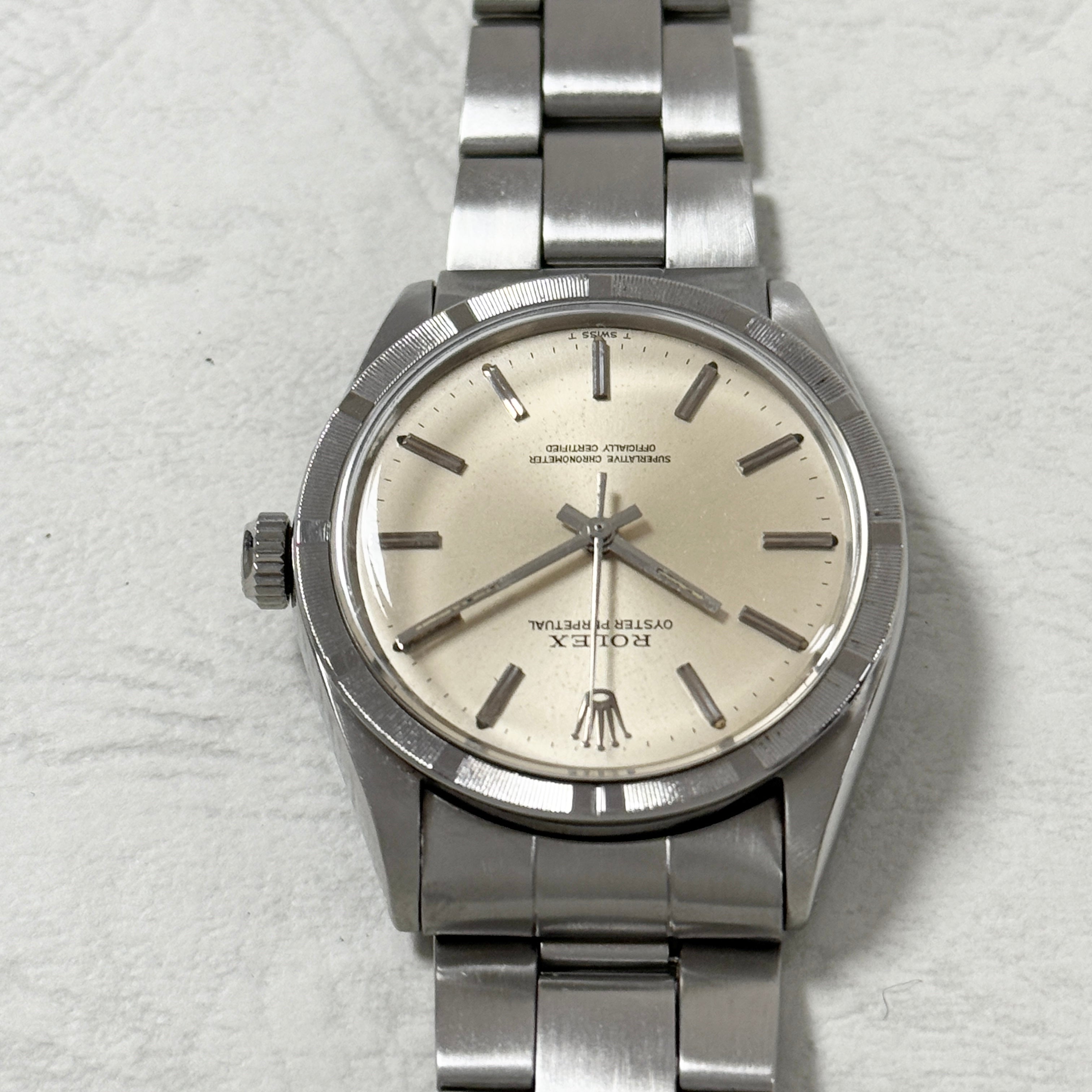 [ROLEX] Rolex Oyster Perpetual Ref.1007 Silver Engine Turned Bezel