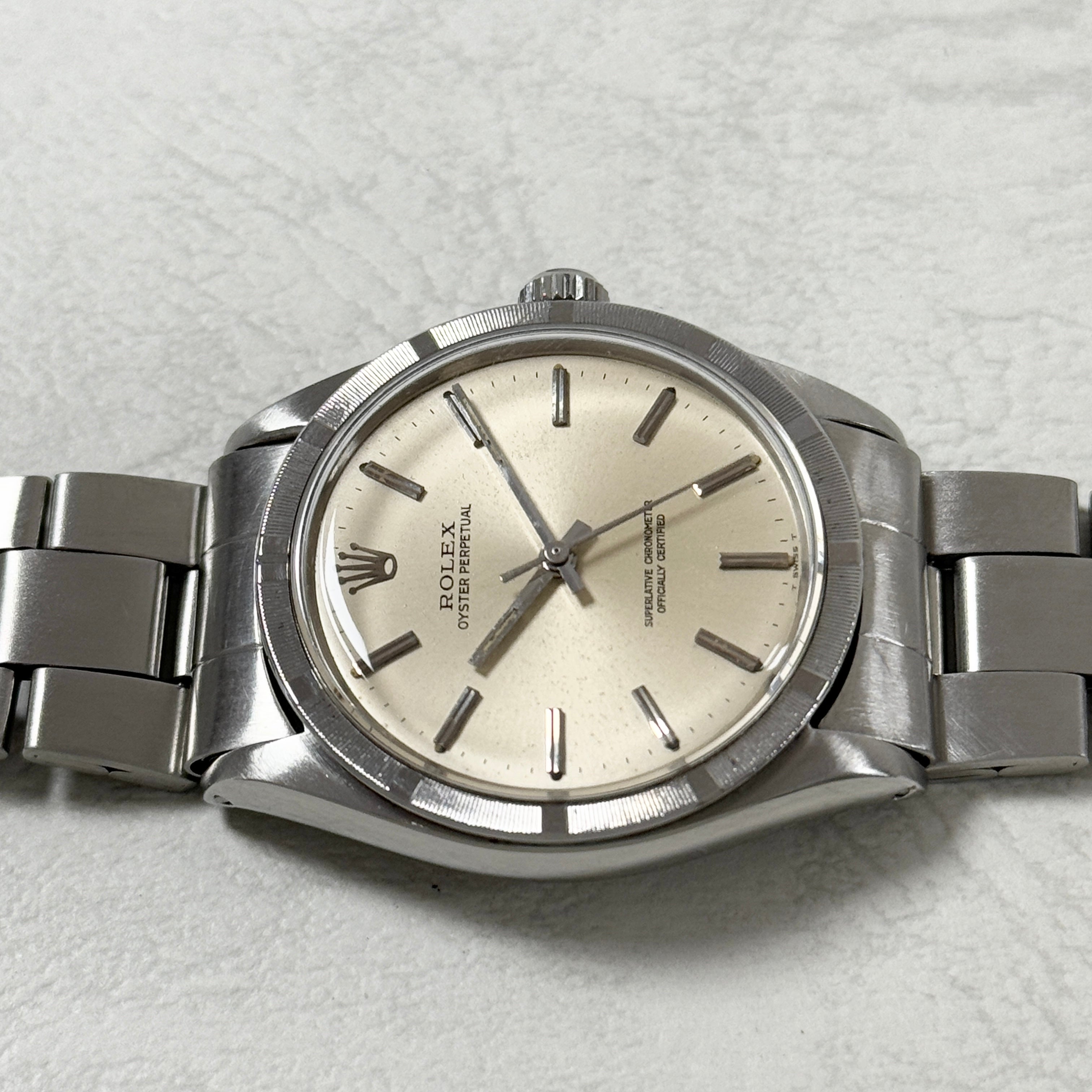 [ROLEX] Rolex Oyster Perpetual Ref.1007 Silver Engine Turned Bezel