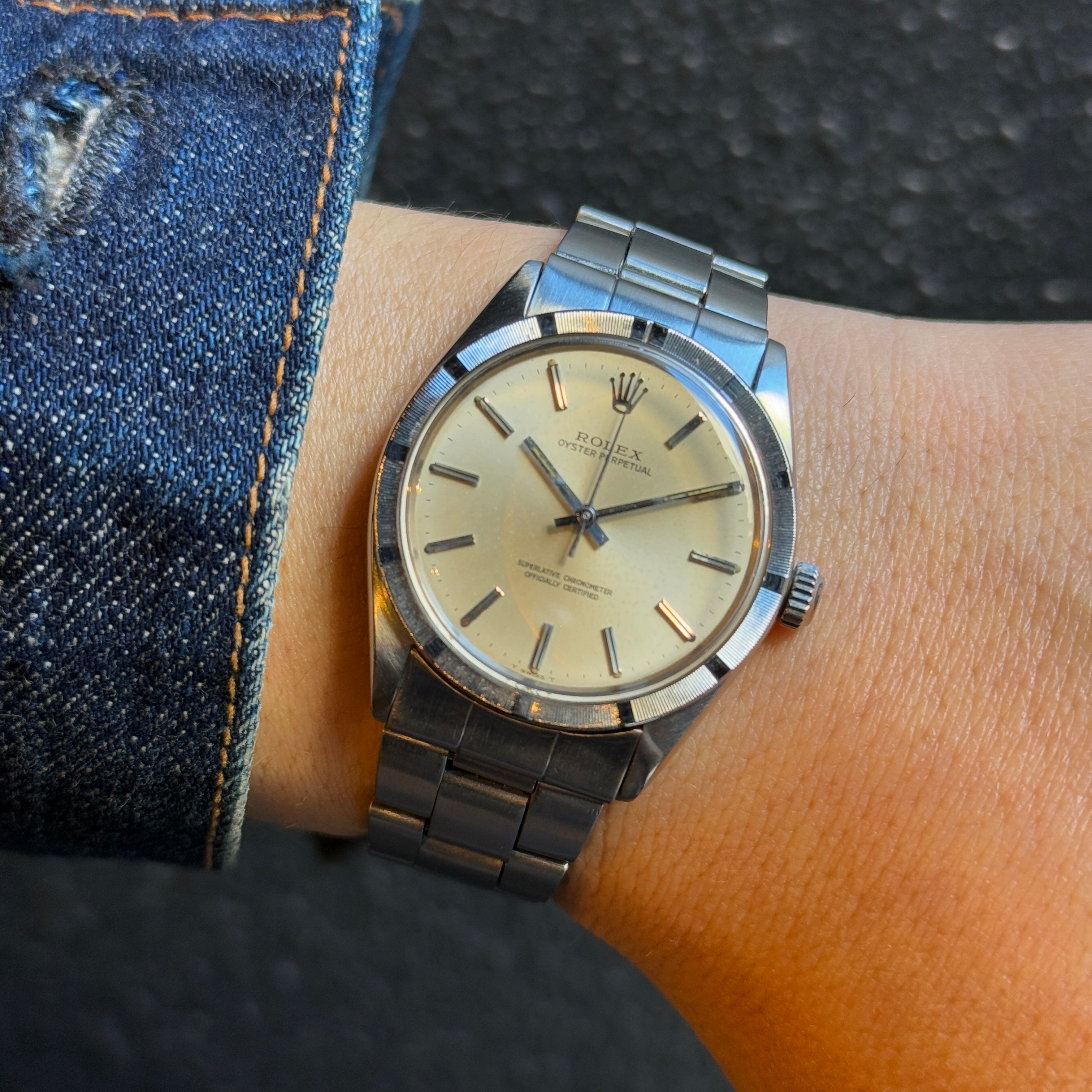 [ROLEX] Rolex Oyster Perpetual Ref.1007 Silver Engine Turned Bezel