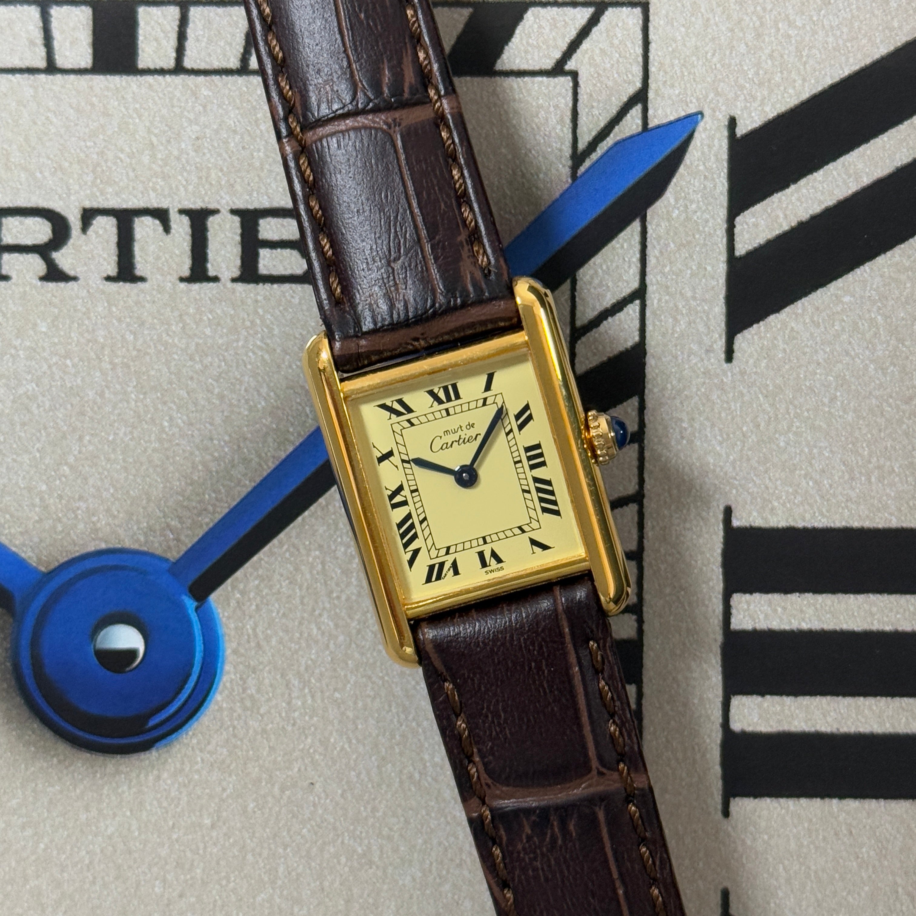 [Cartier] Cartier Must Tank SM Ivory Roman with genuine buckle