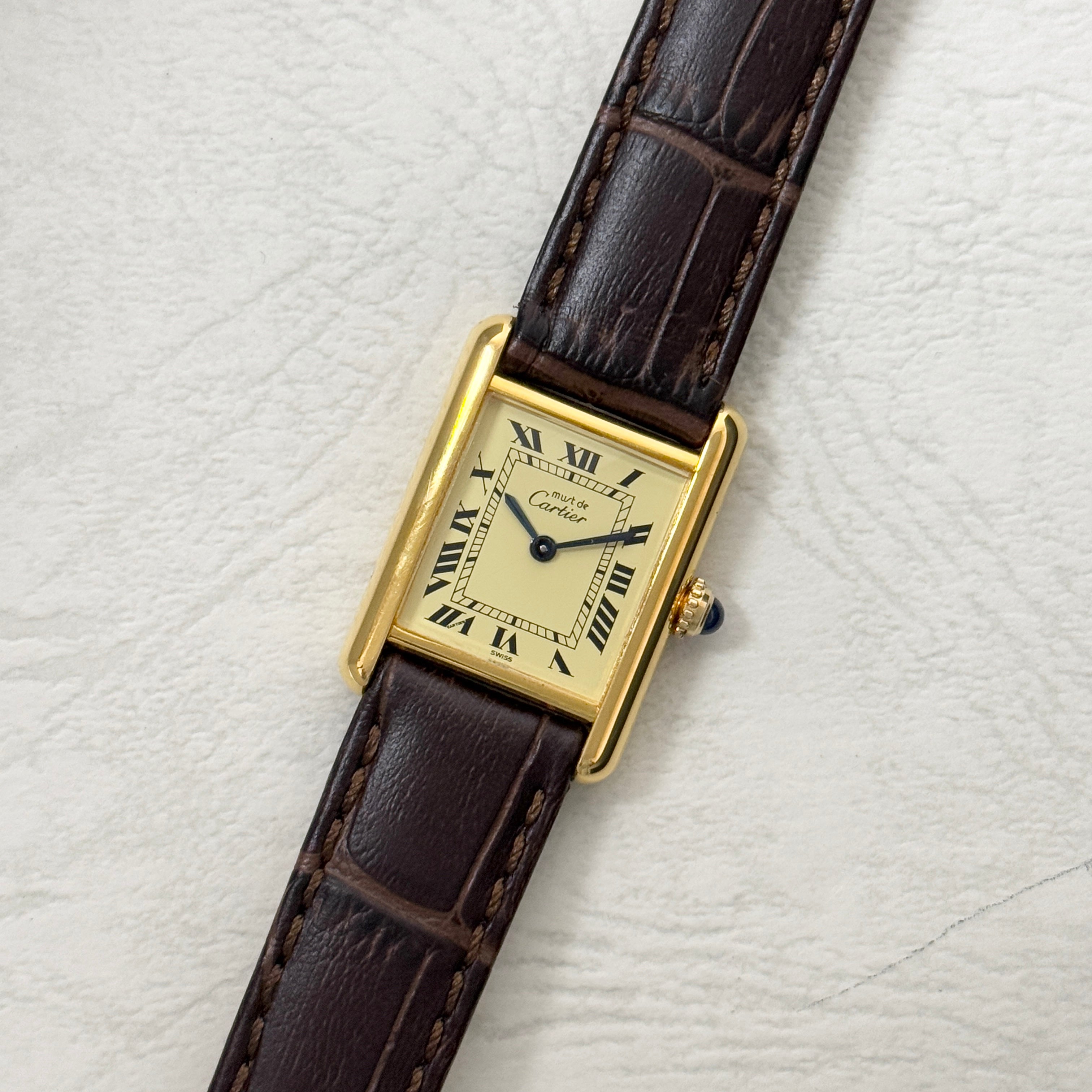 [Cartier] Cartier Must Tank SM Ivory Roman with genuine buckle