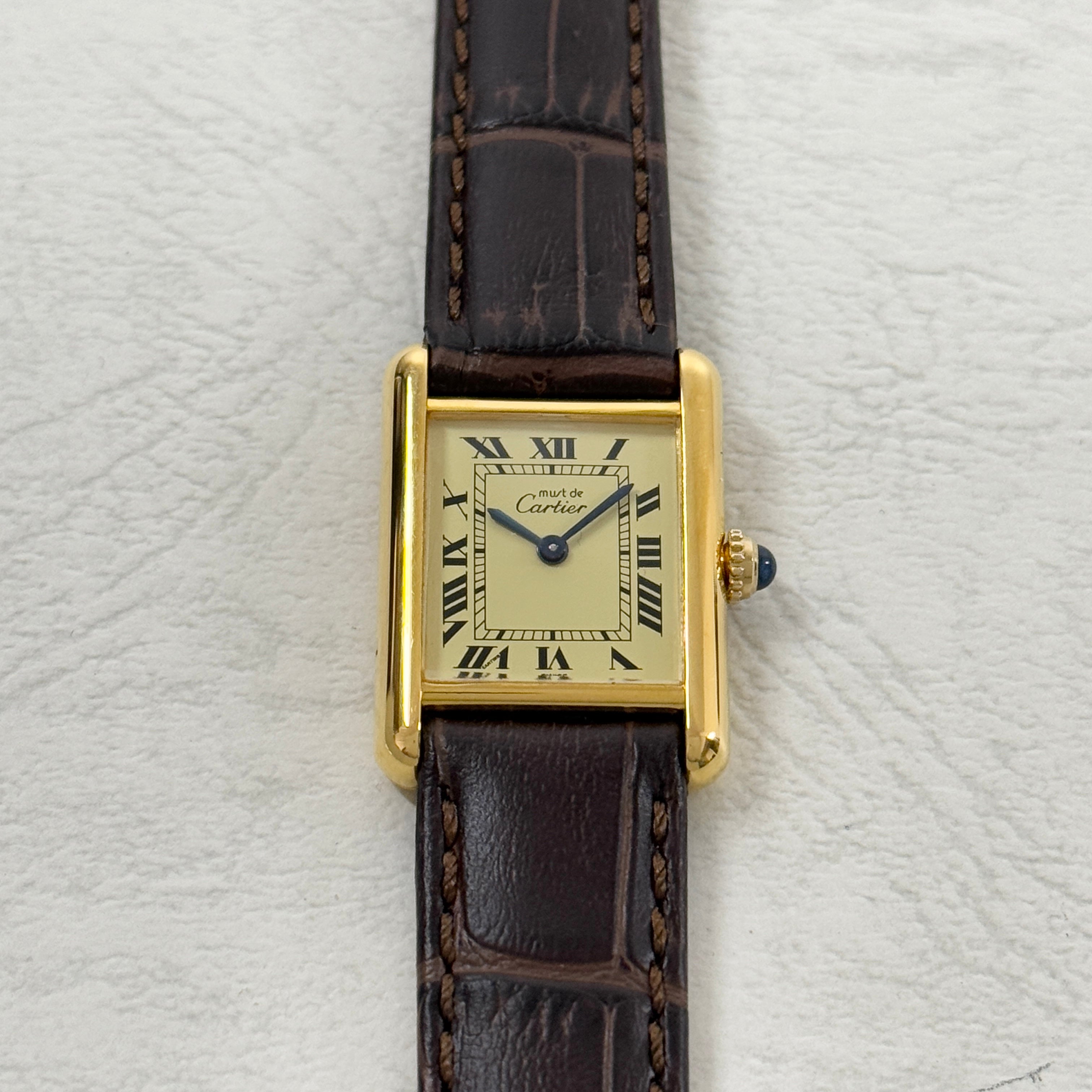 [Cartier] Cartier Must Tank SM Ivory Roman with genuine buckle