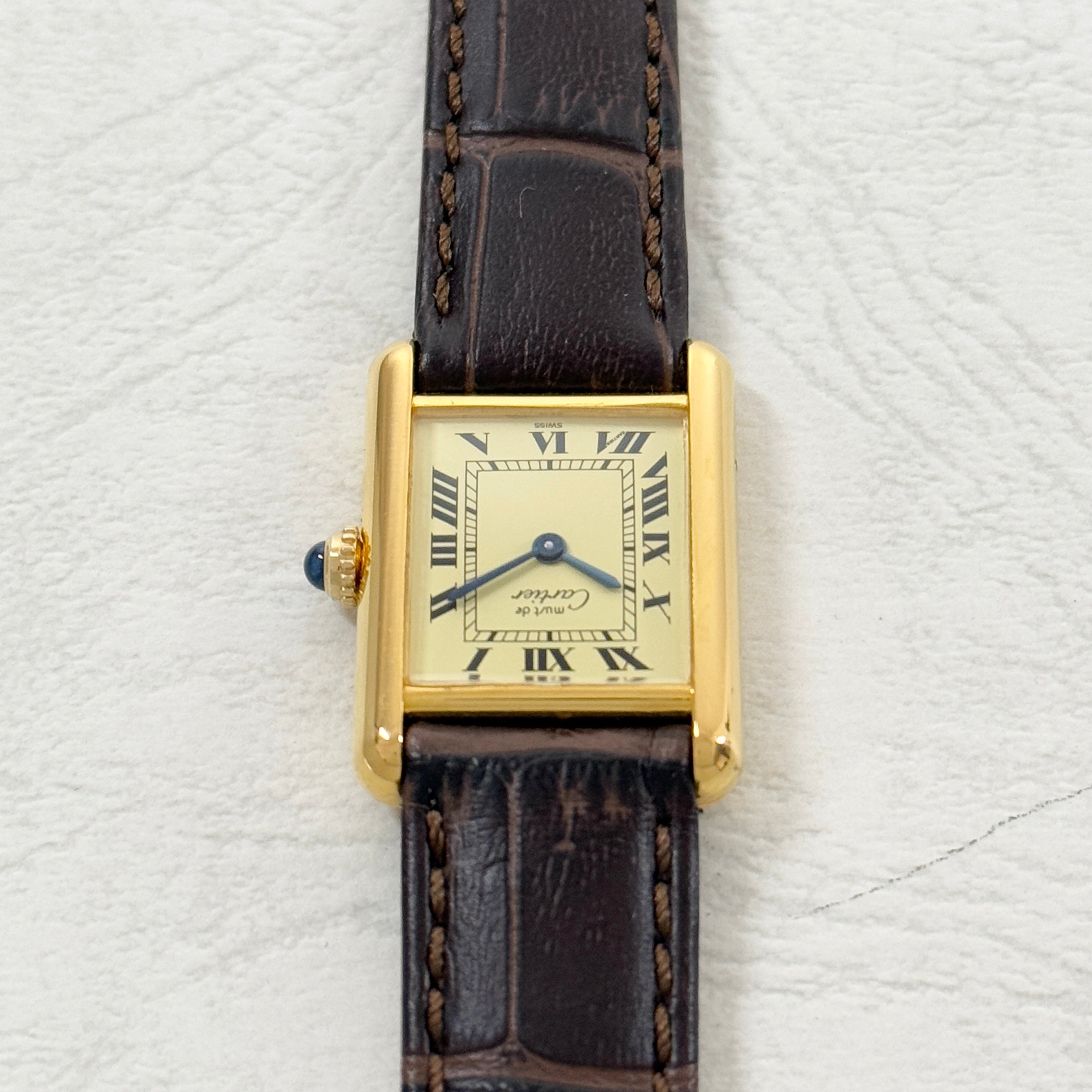 [Cartier] Cartier Must Tank SM Ivory Roman with genuine buckle