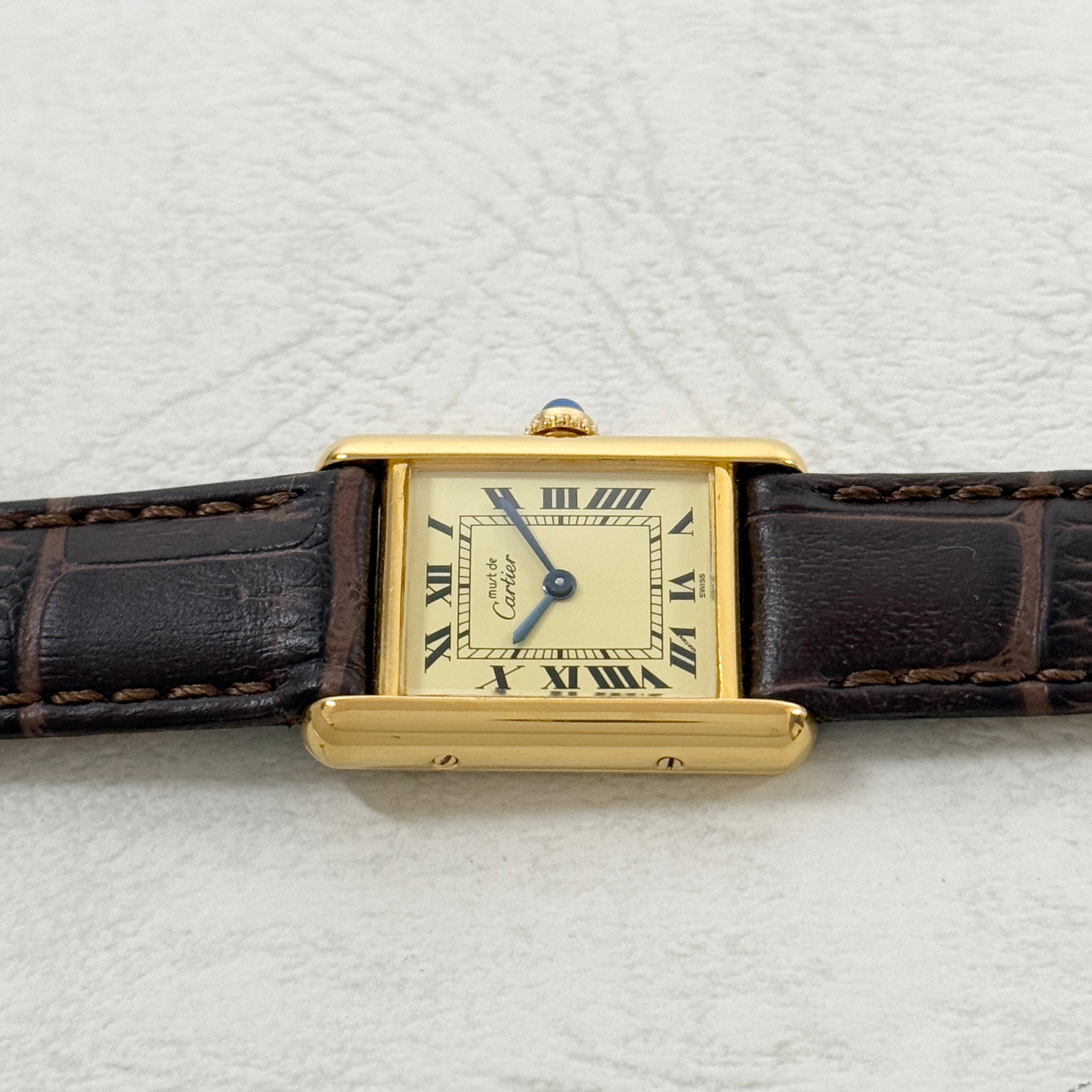 [Cartier] Cartier Must Tank SM Ivory Roman with genuine buckle