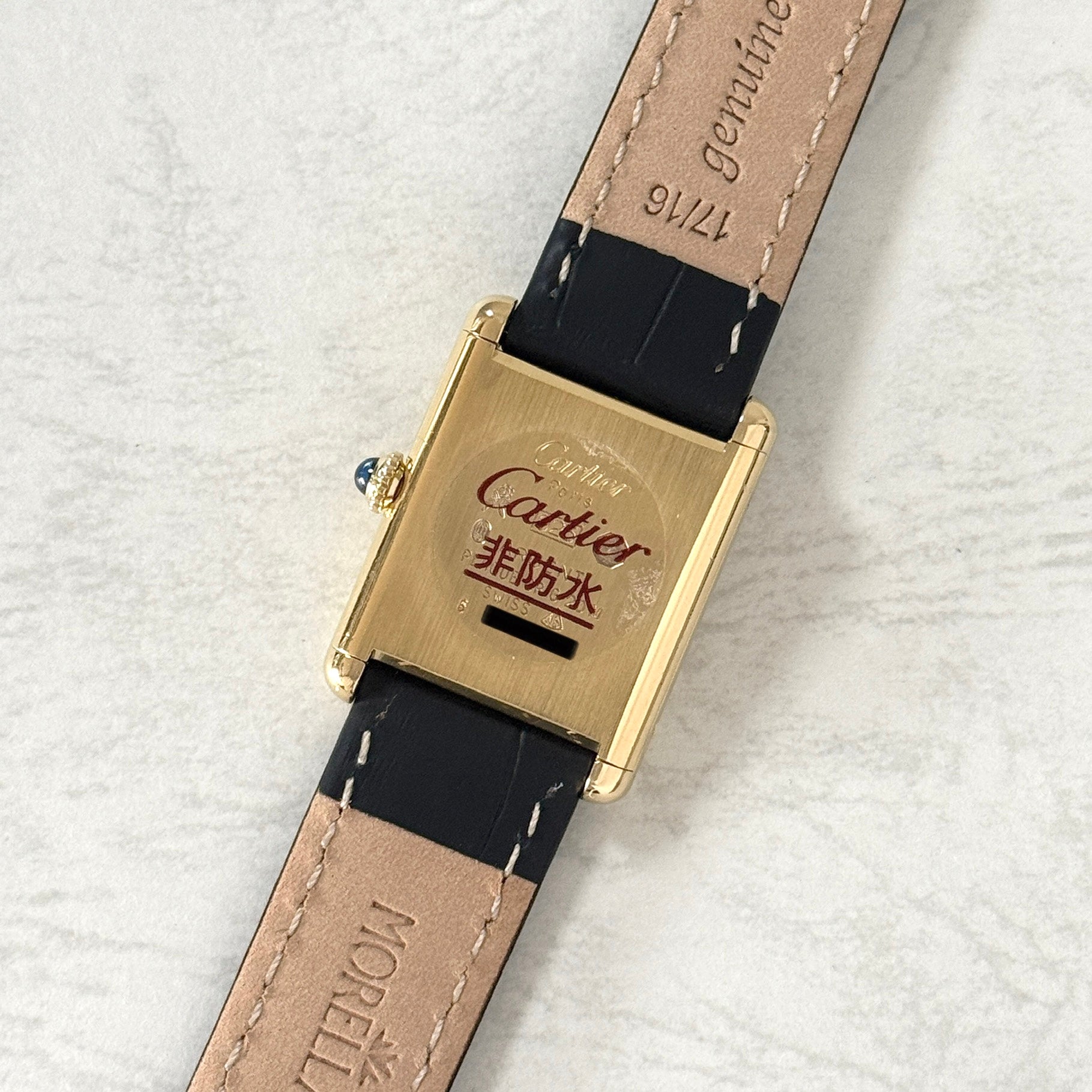 【Cartier】カルティエ マストタンクLM手巻きブラックローマ 永久保証書付き