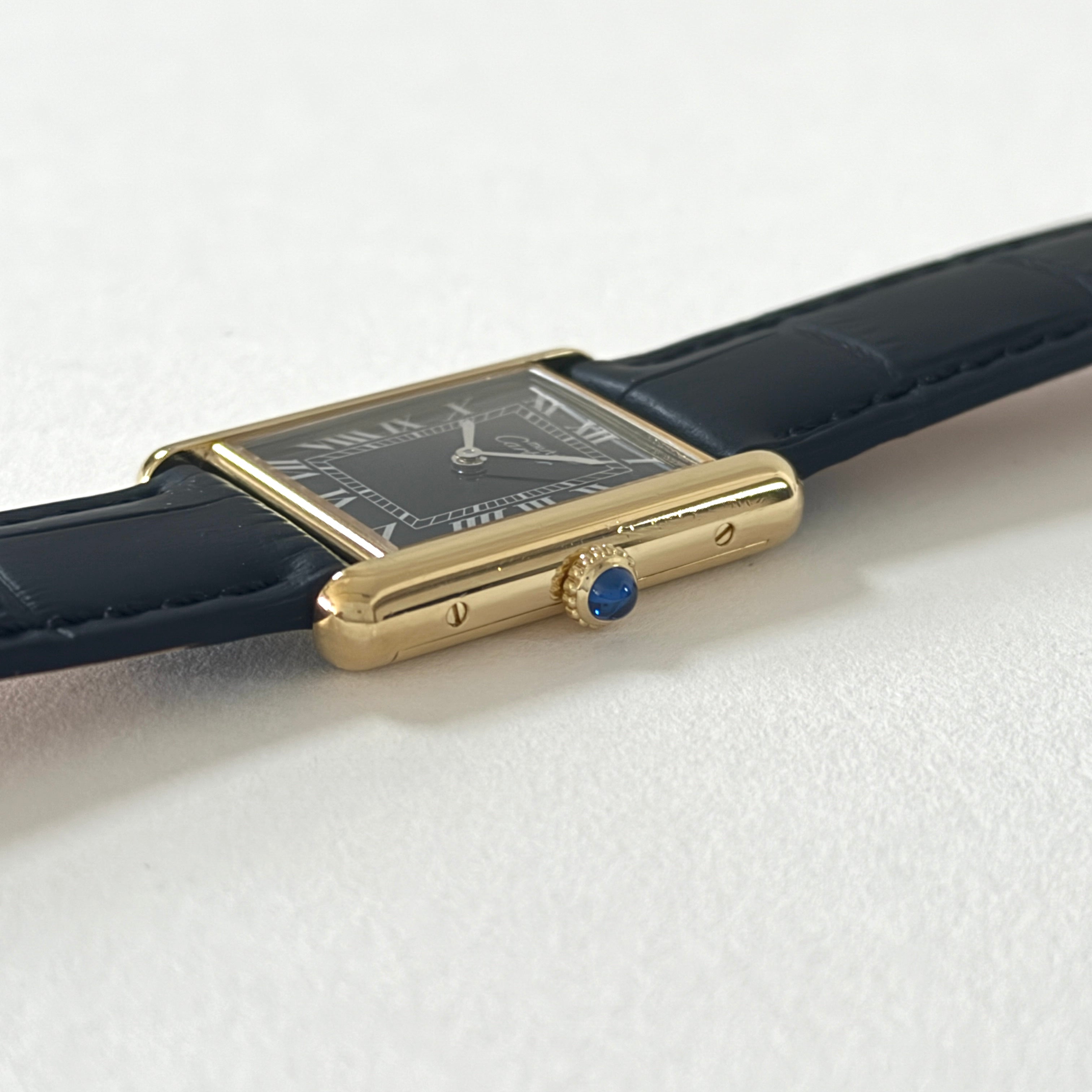 【Cartier】カルティエ マストタンクLM手巻きブラックローマ 永久保証書付き