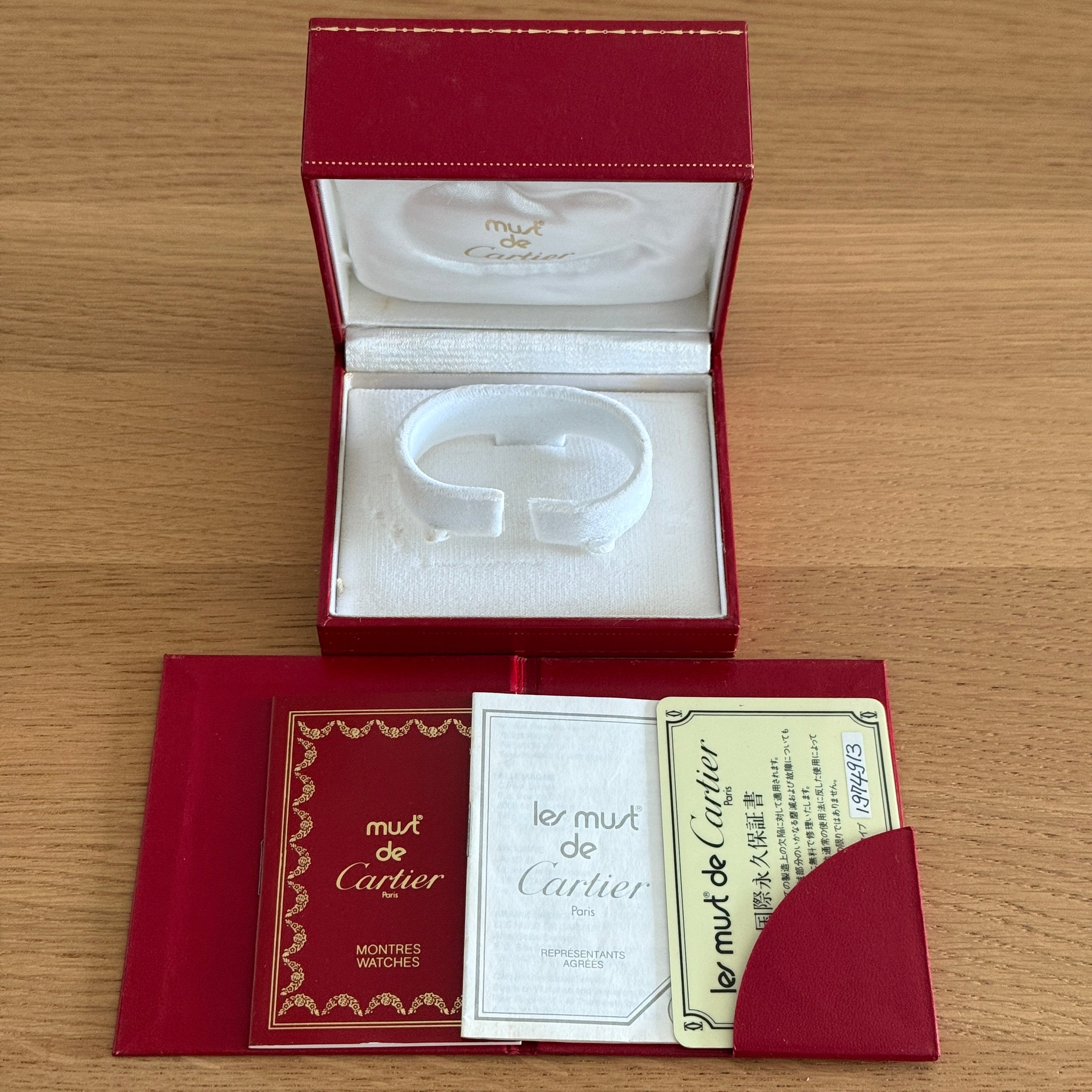 【Cartier】カルティエ マストタンクLM手巻きブラックローマ 永久保証書付き