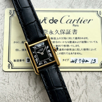 Cartier】カルティエマストタンク SMブラックローマ手巻き永久保証書付き