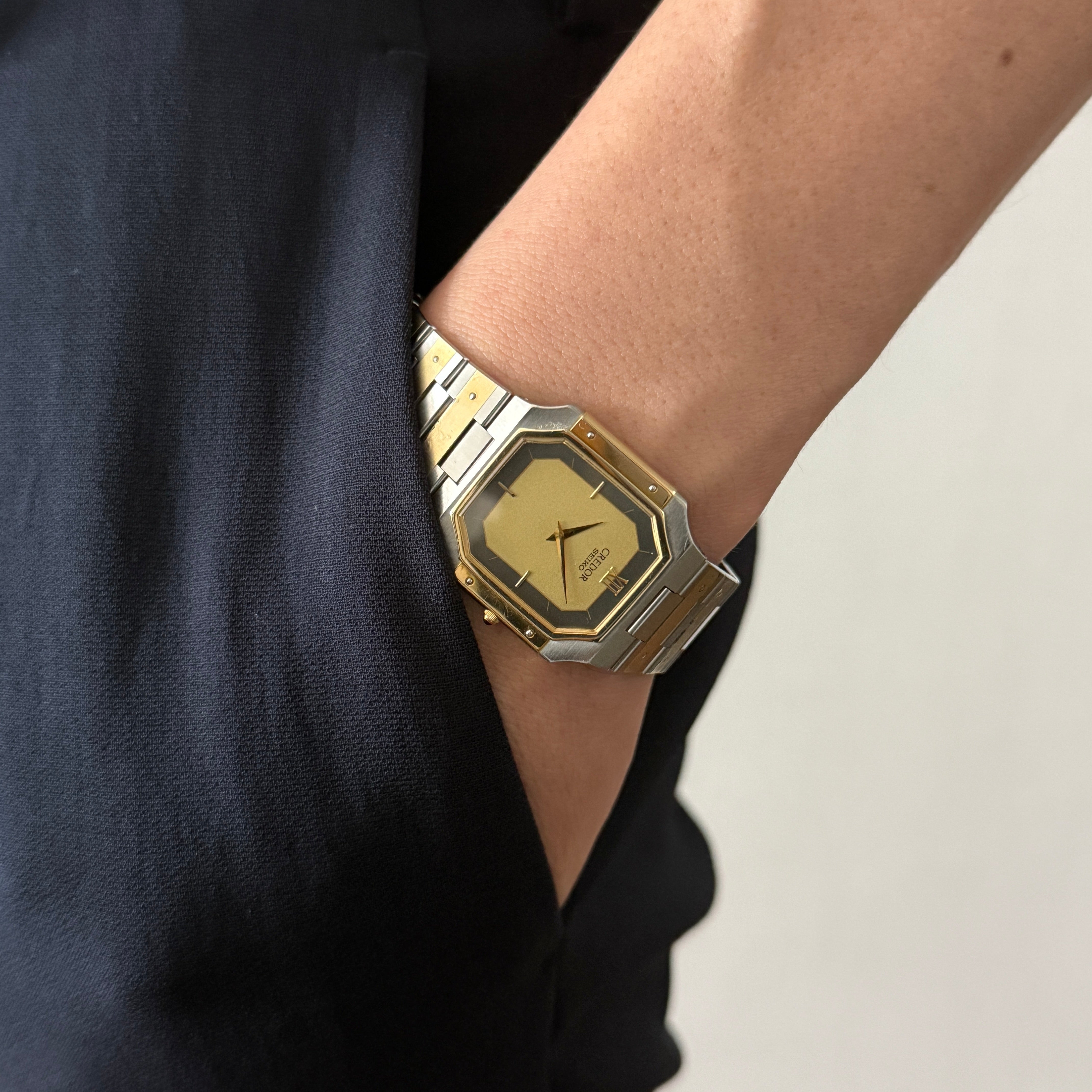 【SEIKO】 セイコー クレドール 14KYG×SS 9300-5320 純正ボックス付き