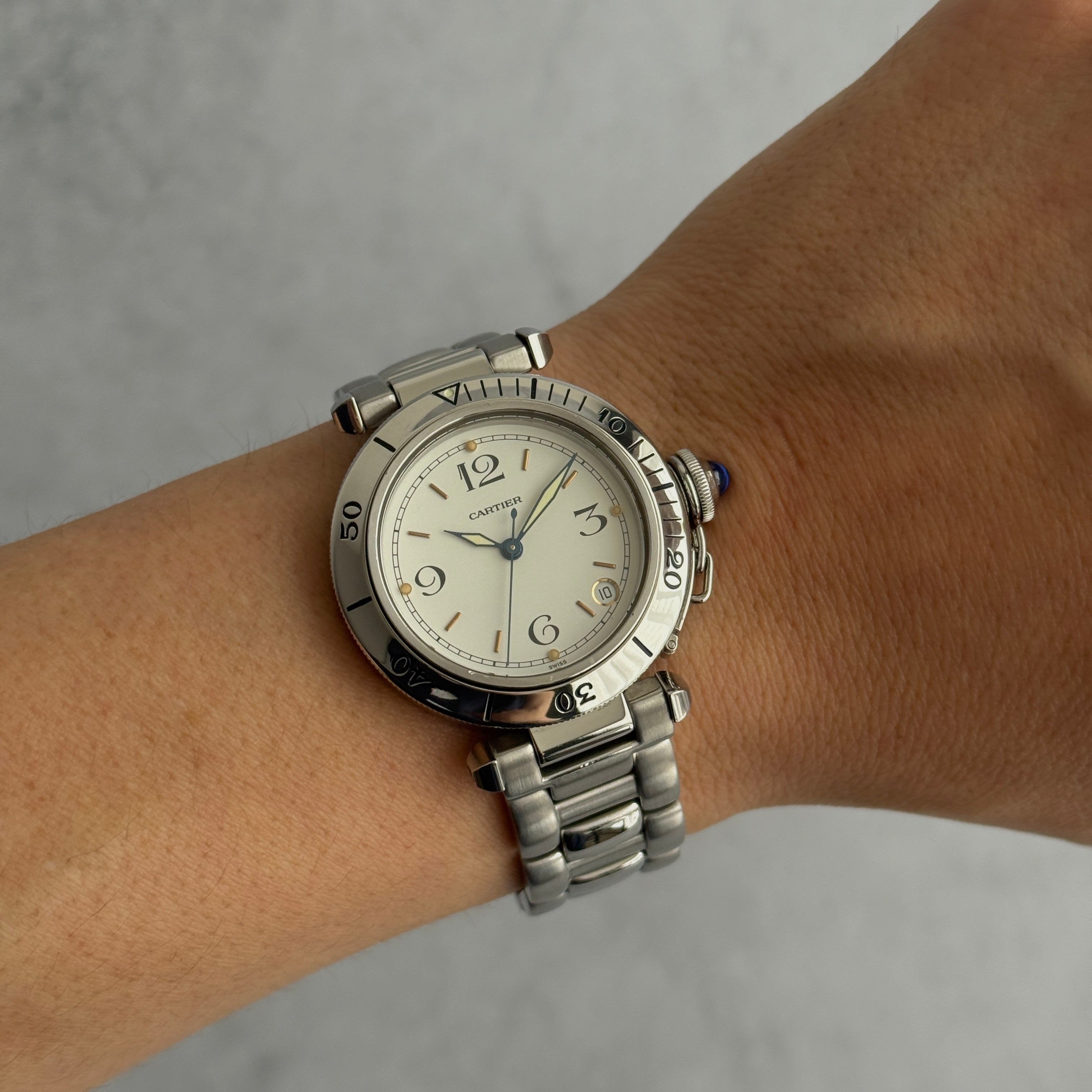 [Cartier] Cartier Pasha C35 Pronger White 12/3/6/9