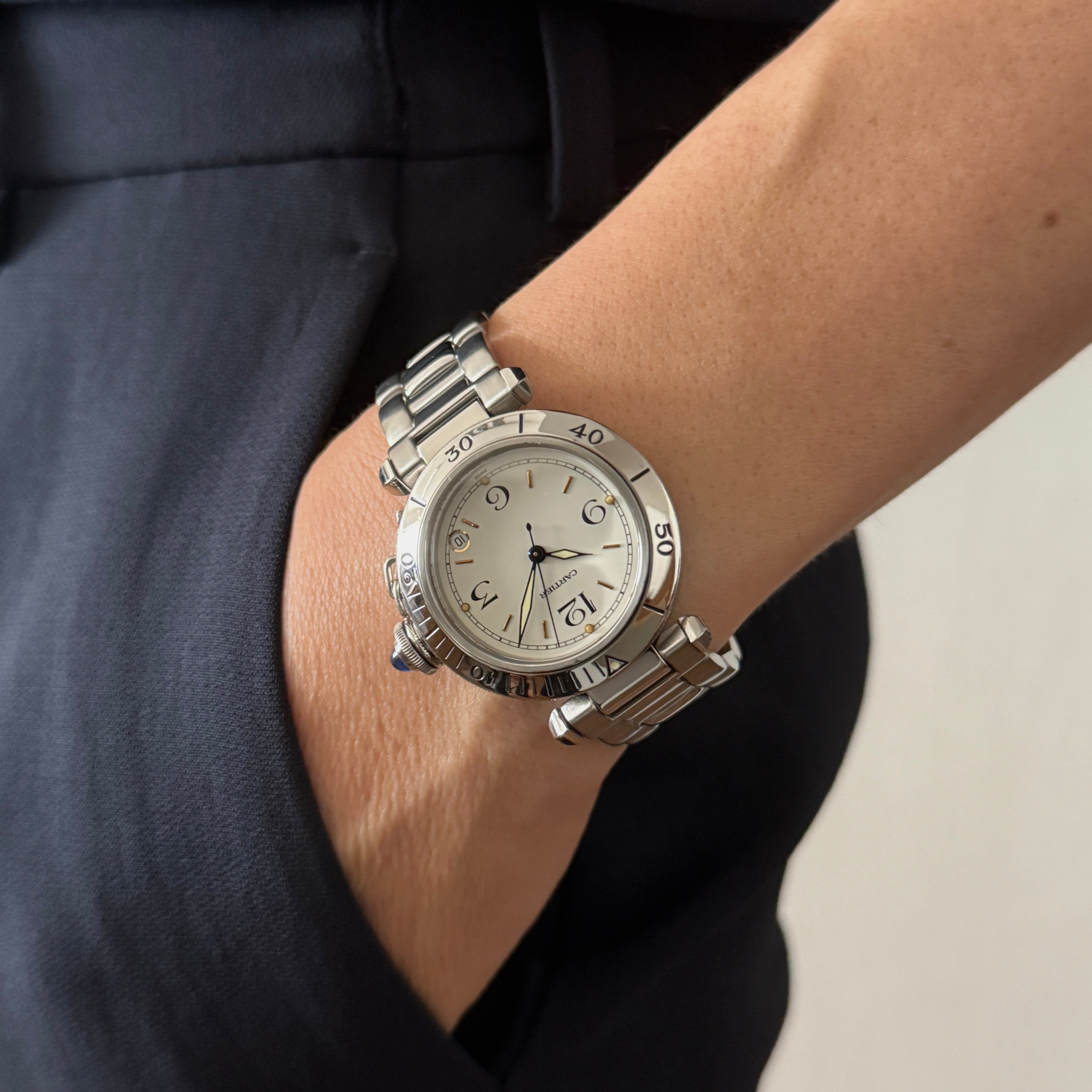 [Cartier] Cartier Pasha C35 Pronger White 12/3/6/9