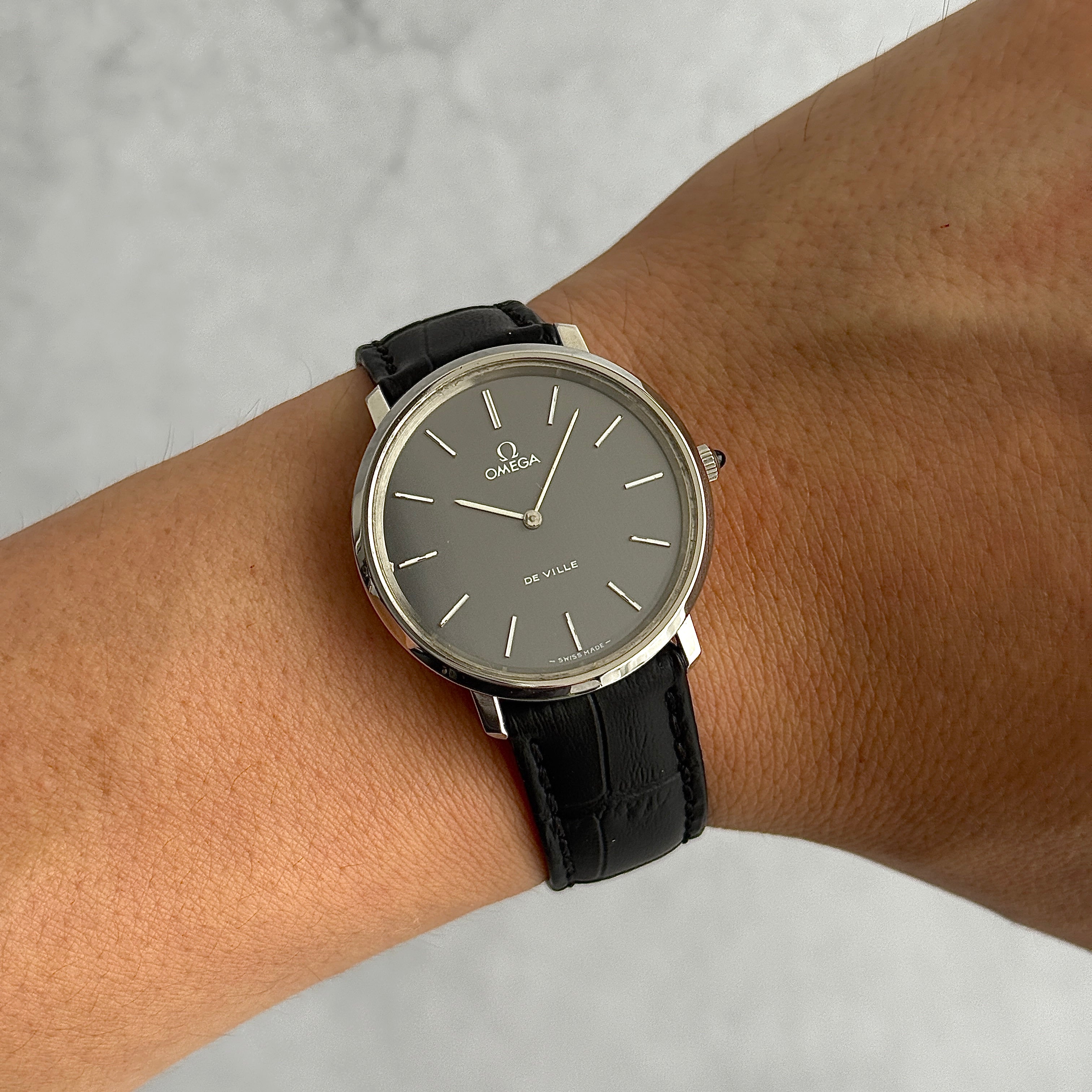 [OMEGA] Omega De Ville SS Round Grey with genuine buckle
