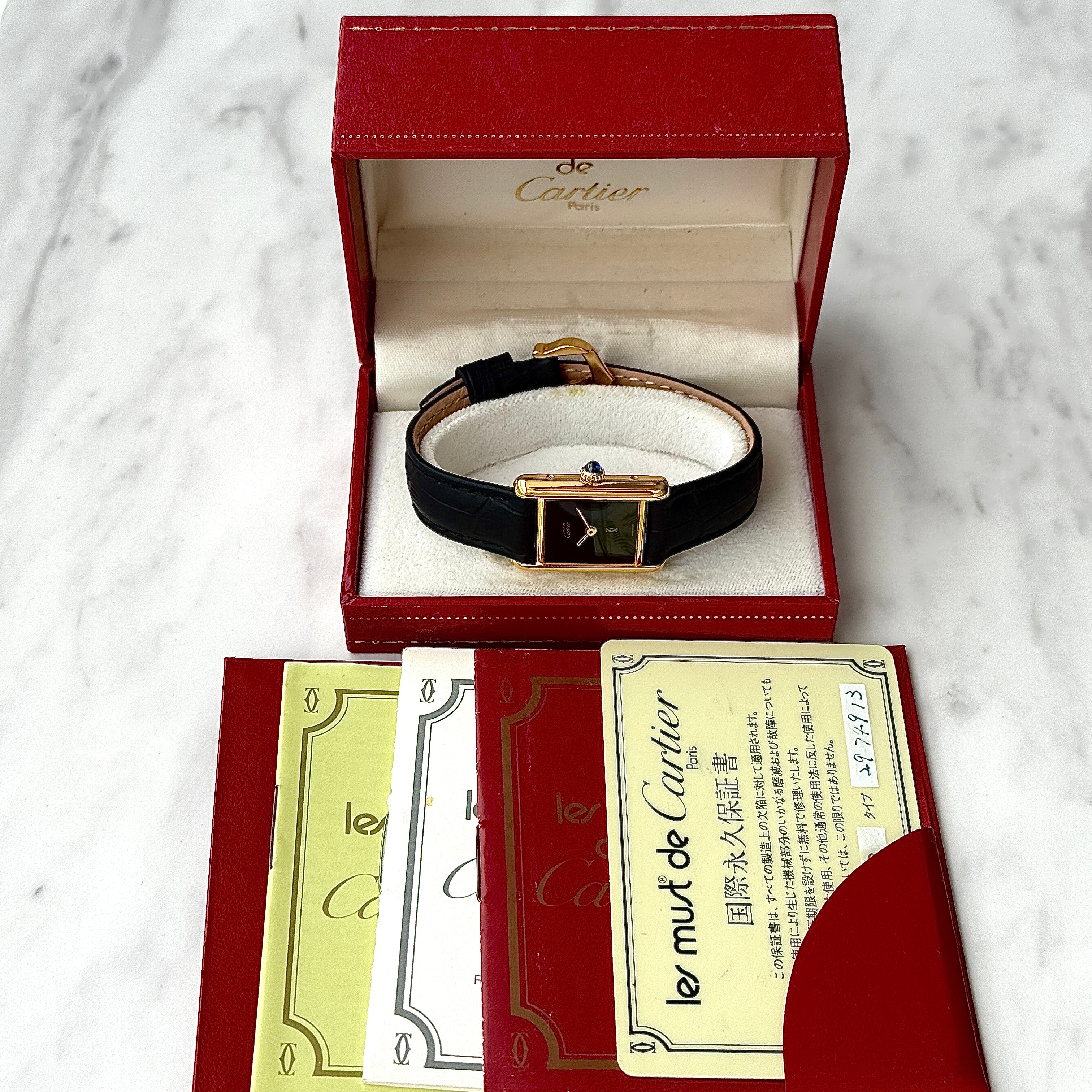 [Cartier] Cartier Must Tank SM Hand-wound Onyx with lifetime warranty