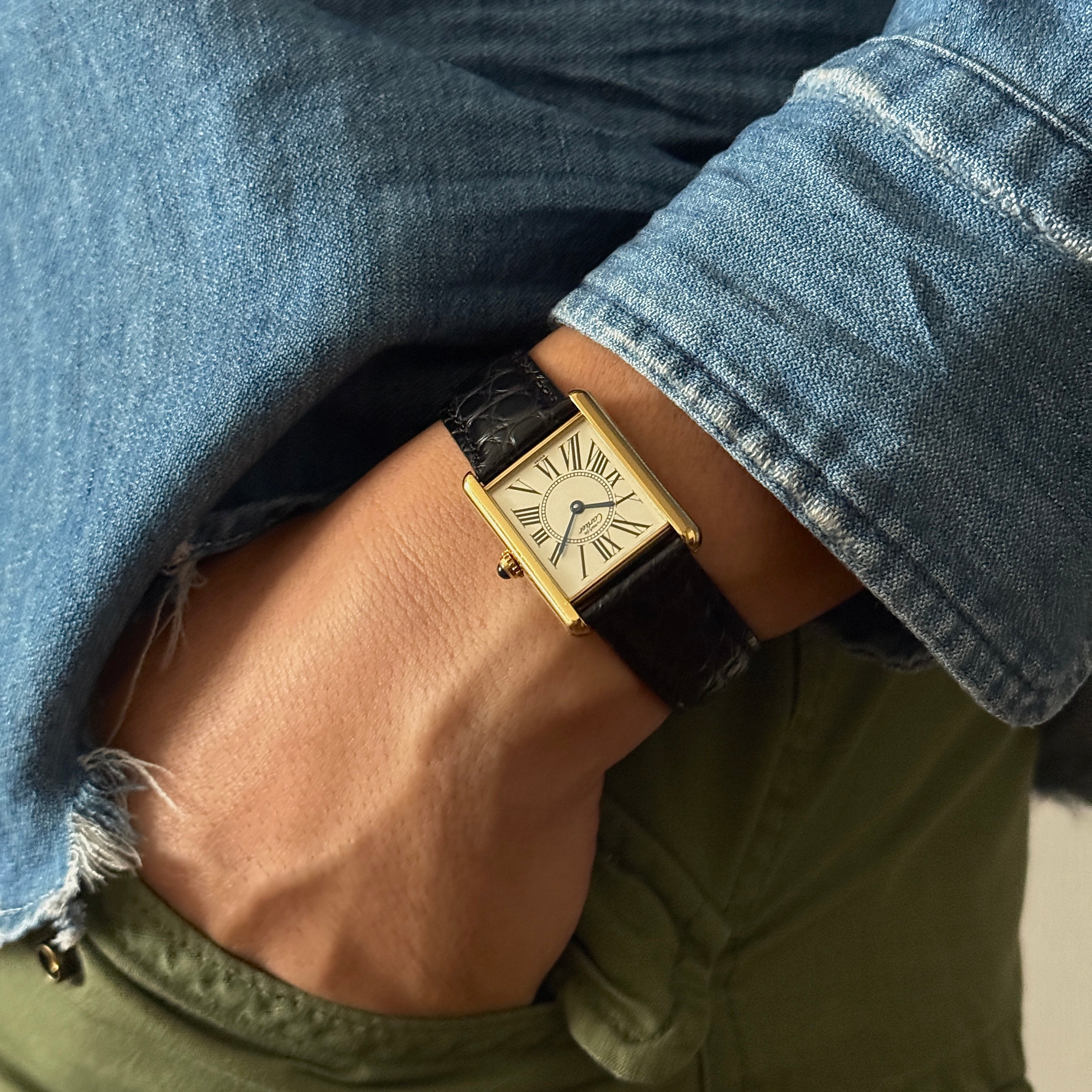 【Cartier】カルティエ マストタンクLM オパラン 純正Dバックル付き