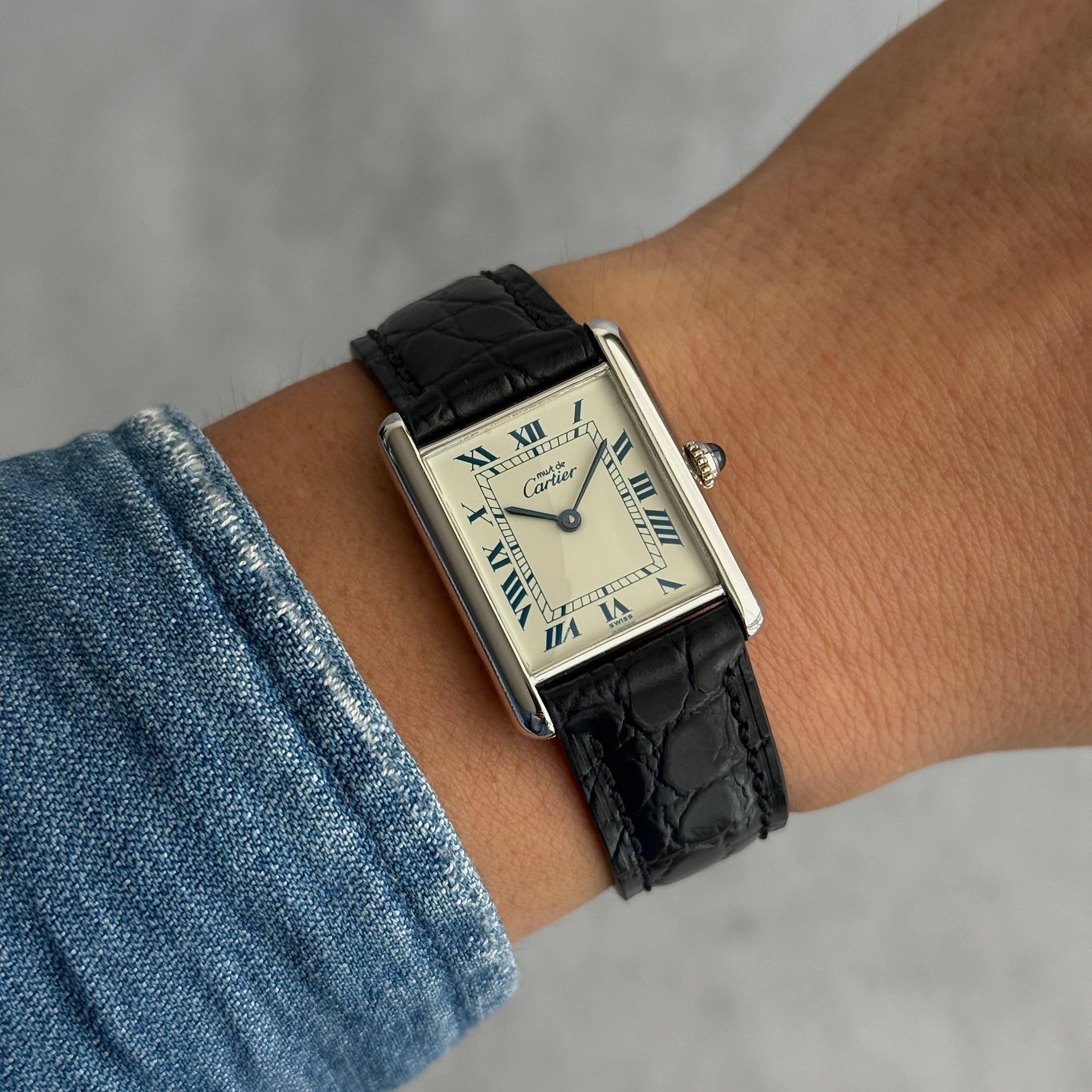 【Cartier】カルティエ マストタンクLM シルバーQZ 純正尾錠付き