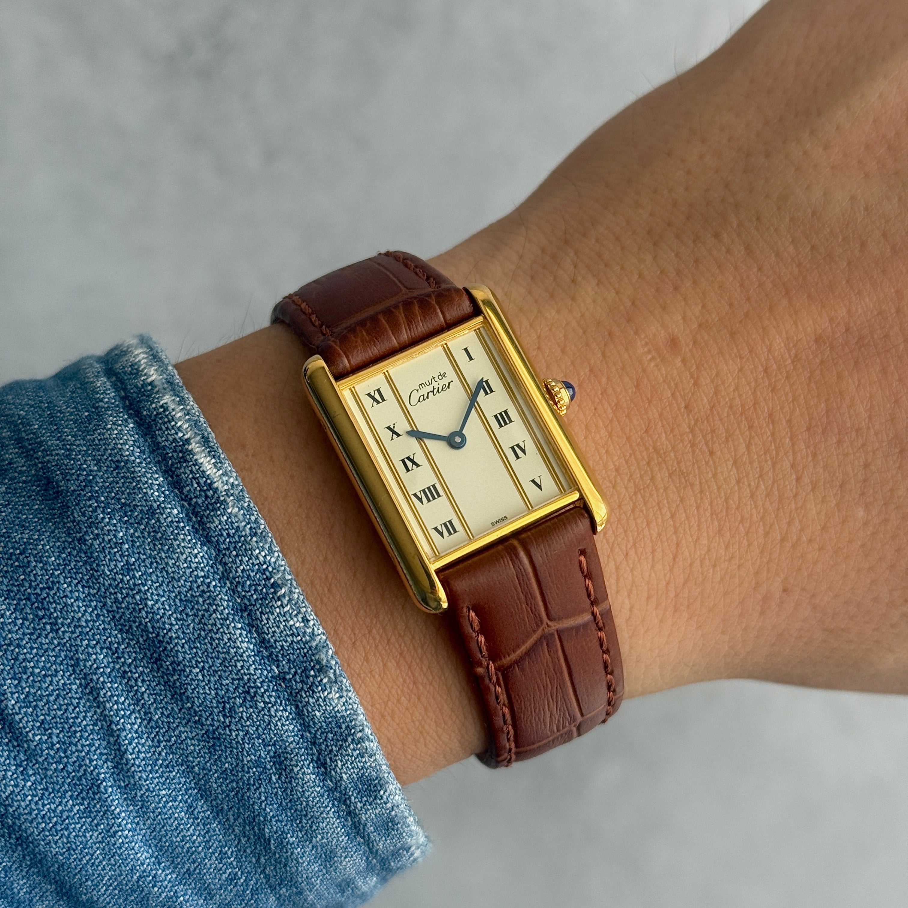 【Cartier】カルティエ マストタンクLM 縦ローマ 純正尾錠付き