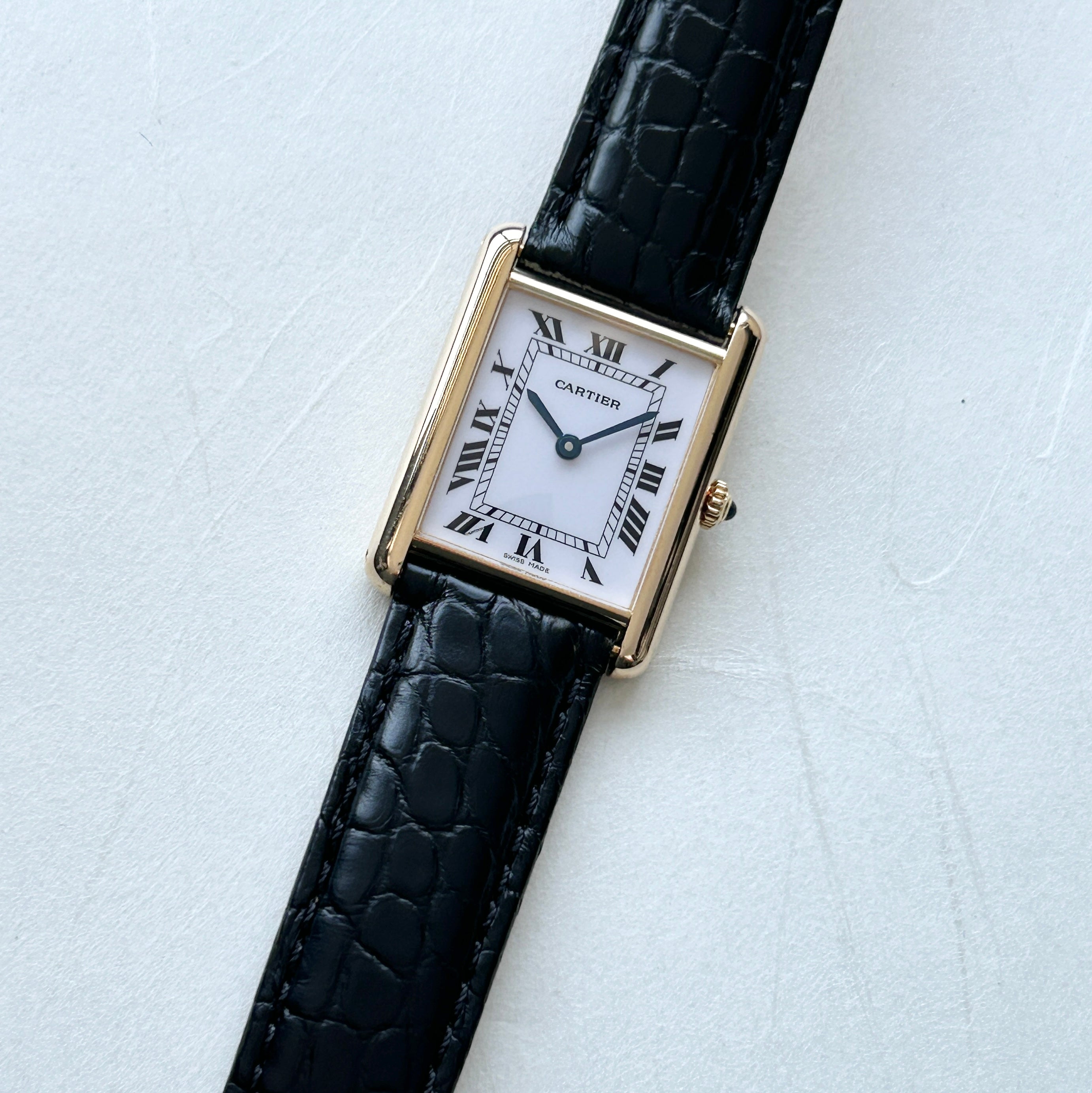 【Cartier】 カルティエ<BR>タンクルイカルティエ LM18KYG 純正18金Dバックル付き