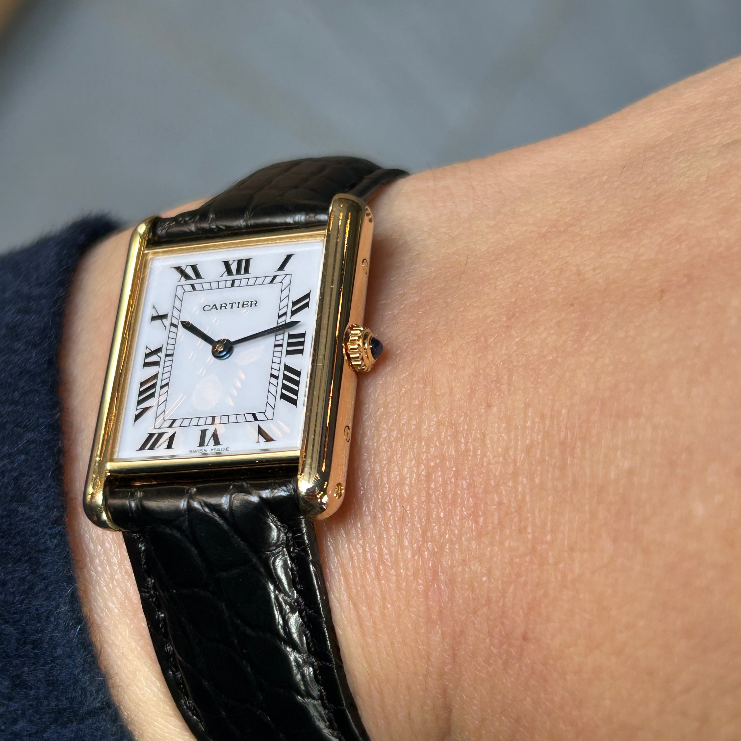 [Cartier] Cartier Tank Louis Cartier LM18KYG with genuine 18k gold D buckle