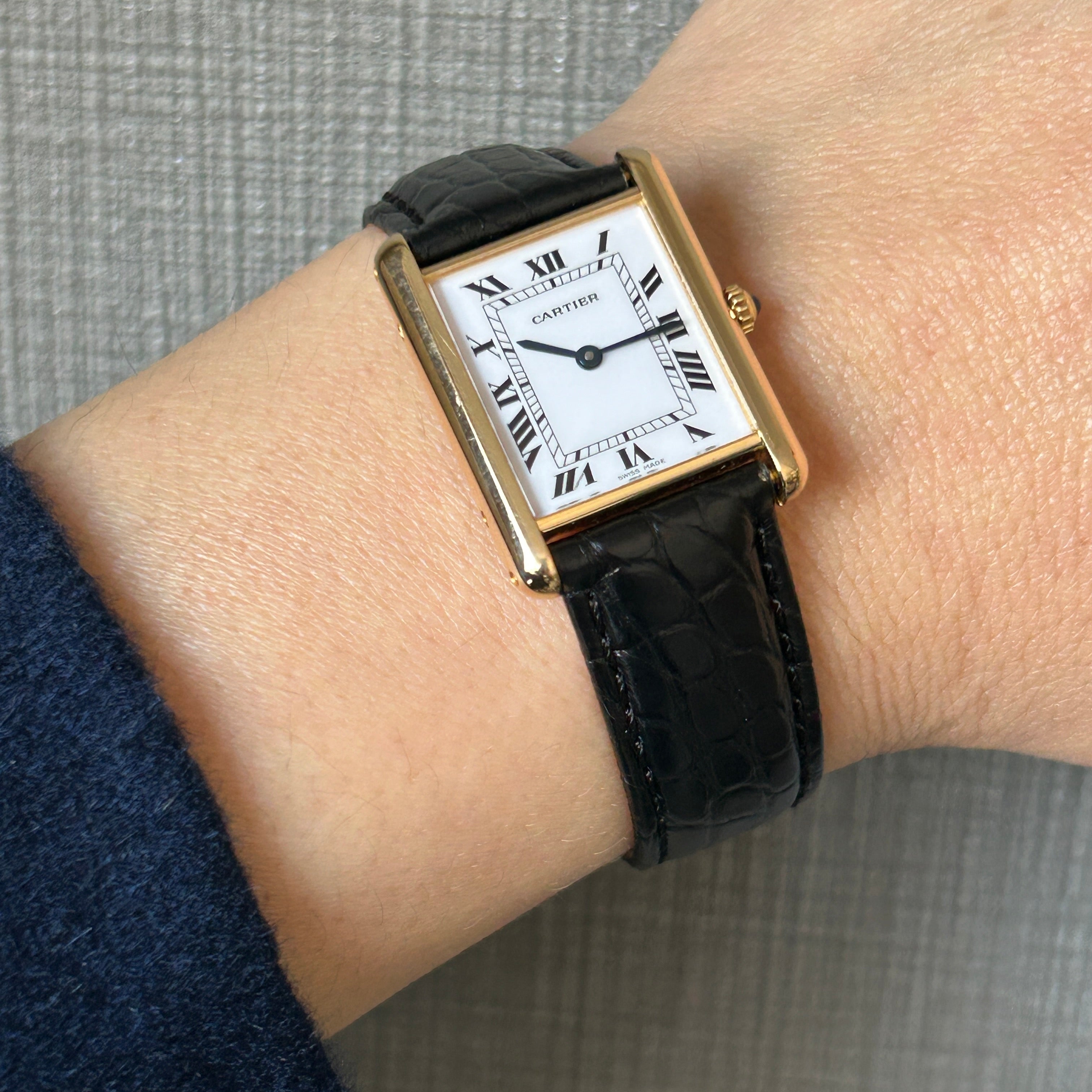 [Cartier] Cartier Tank Louis Cartier LM18KYG with genuine 18k gold D buckle