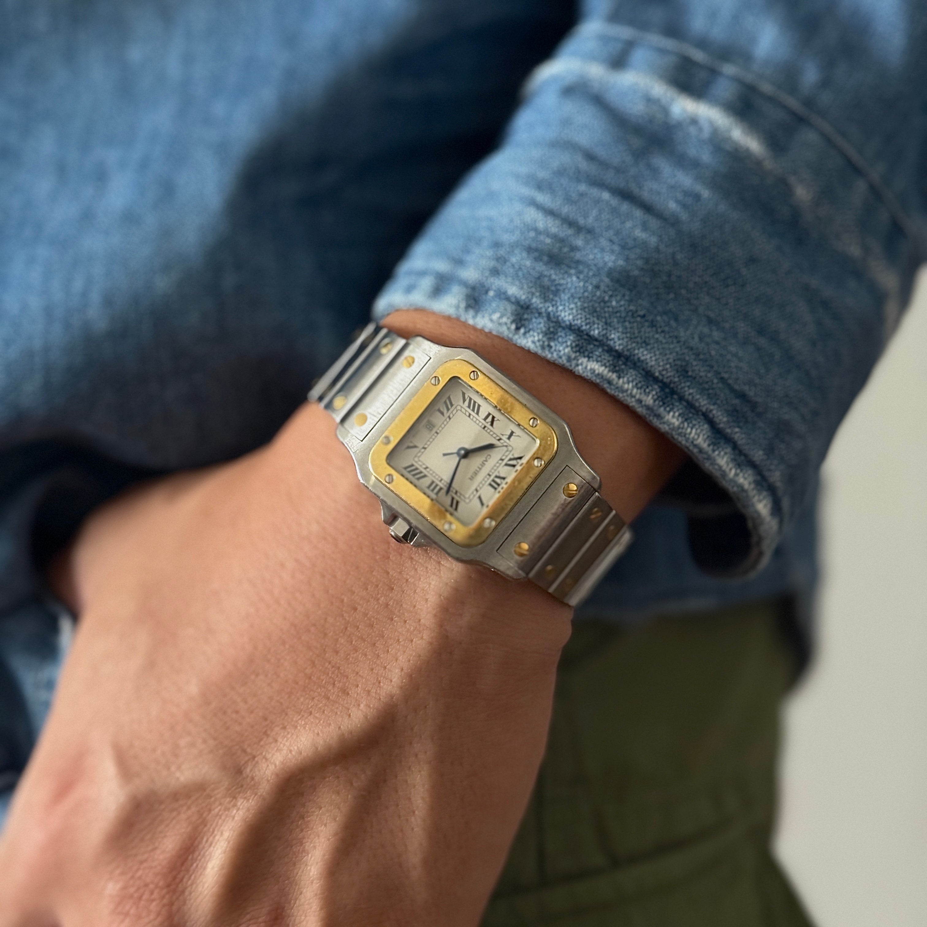 【Cartier】カルティエ サントスガルベ LMクォーツ 18KYG×SS カルティエコンプリートサービス済み