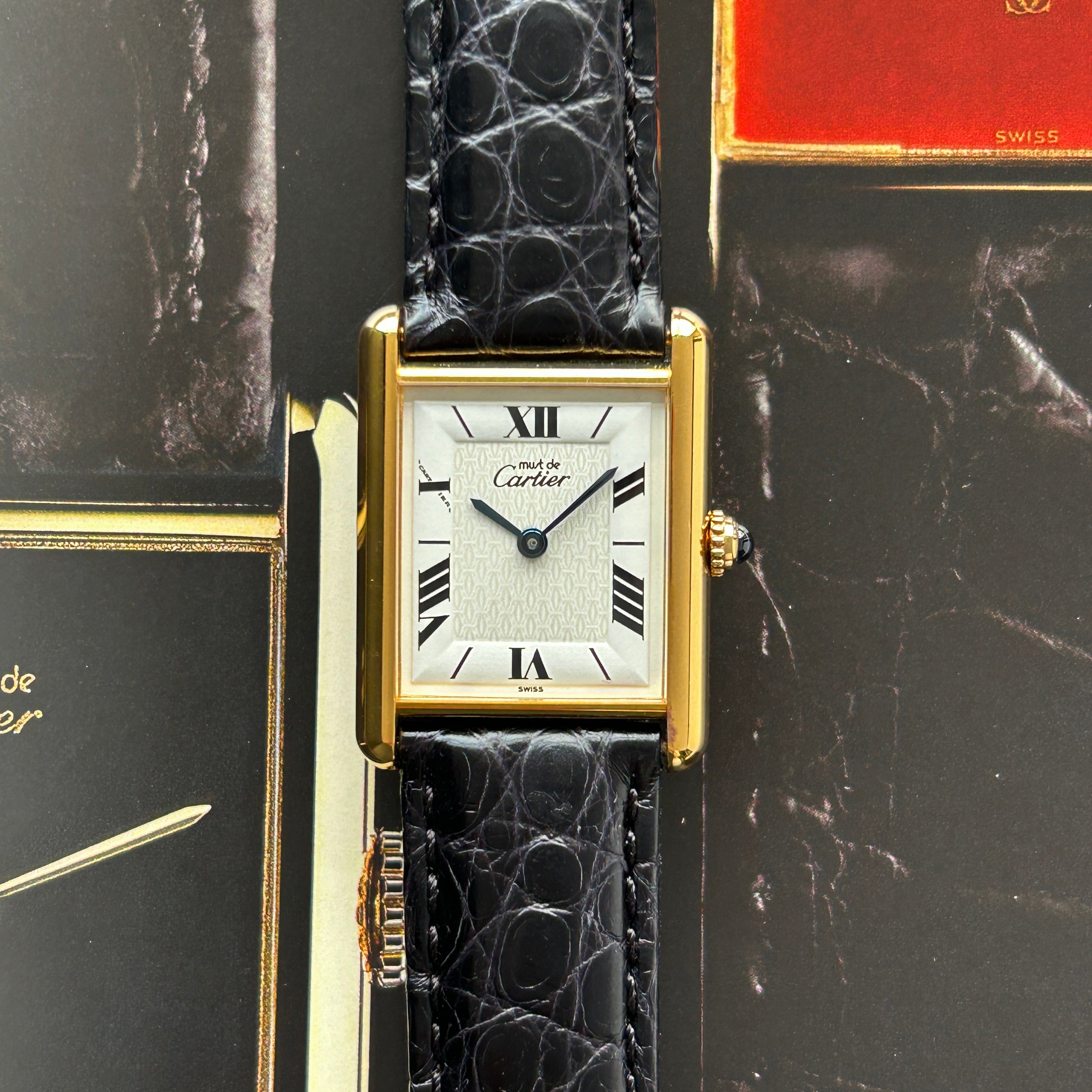 [Cartier] Cartier Must Tank LM Roman Dial with Genuine D Buckle