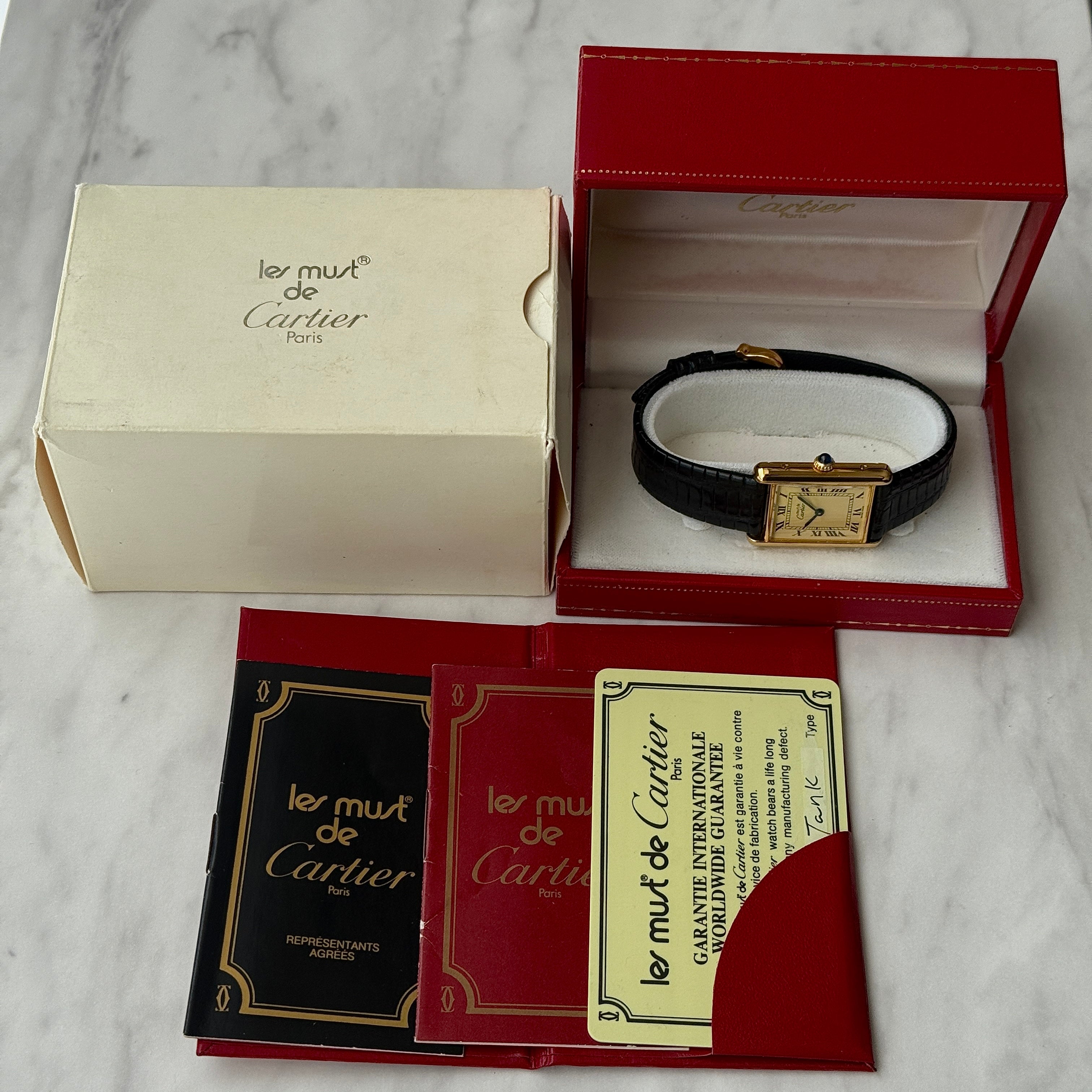 【Cartier】カルティエ マストタンクLM アイボリーローマ 手巻き 付属品完備