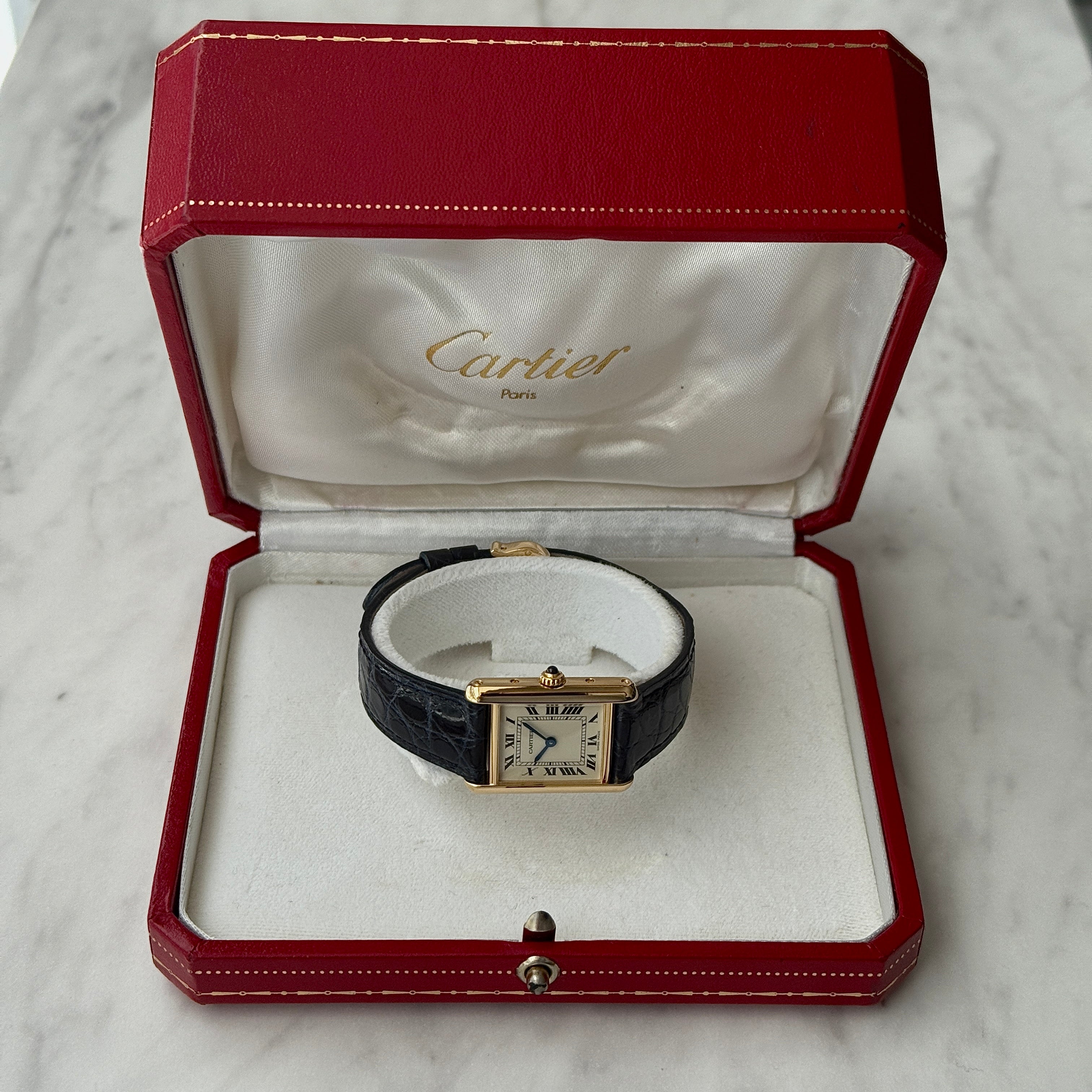 【Cartier】カルティエ タンクルイカルティエSM 18KYG カルティエコンプリートサービス済み