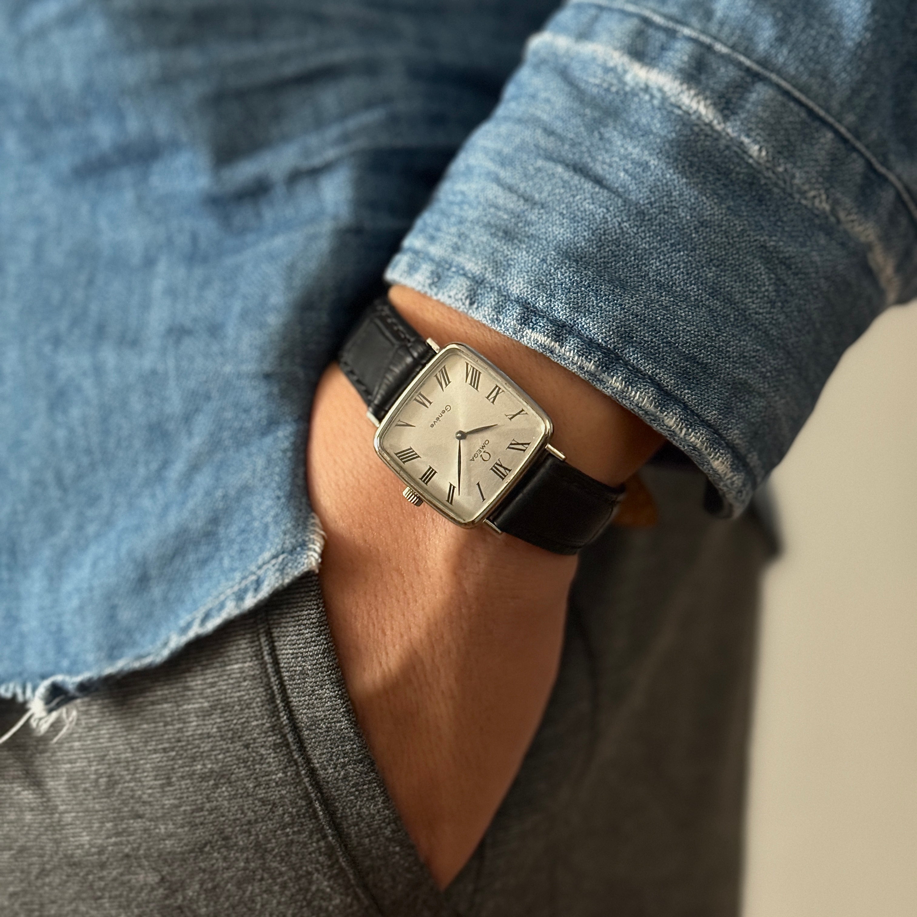 [Omega] 歐米茄日內瓦 WGP 方形銀色男士尺寸附正品扣