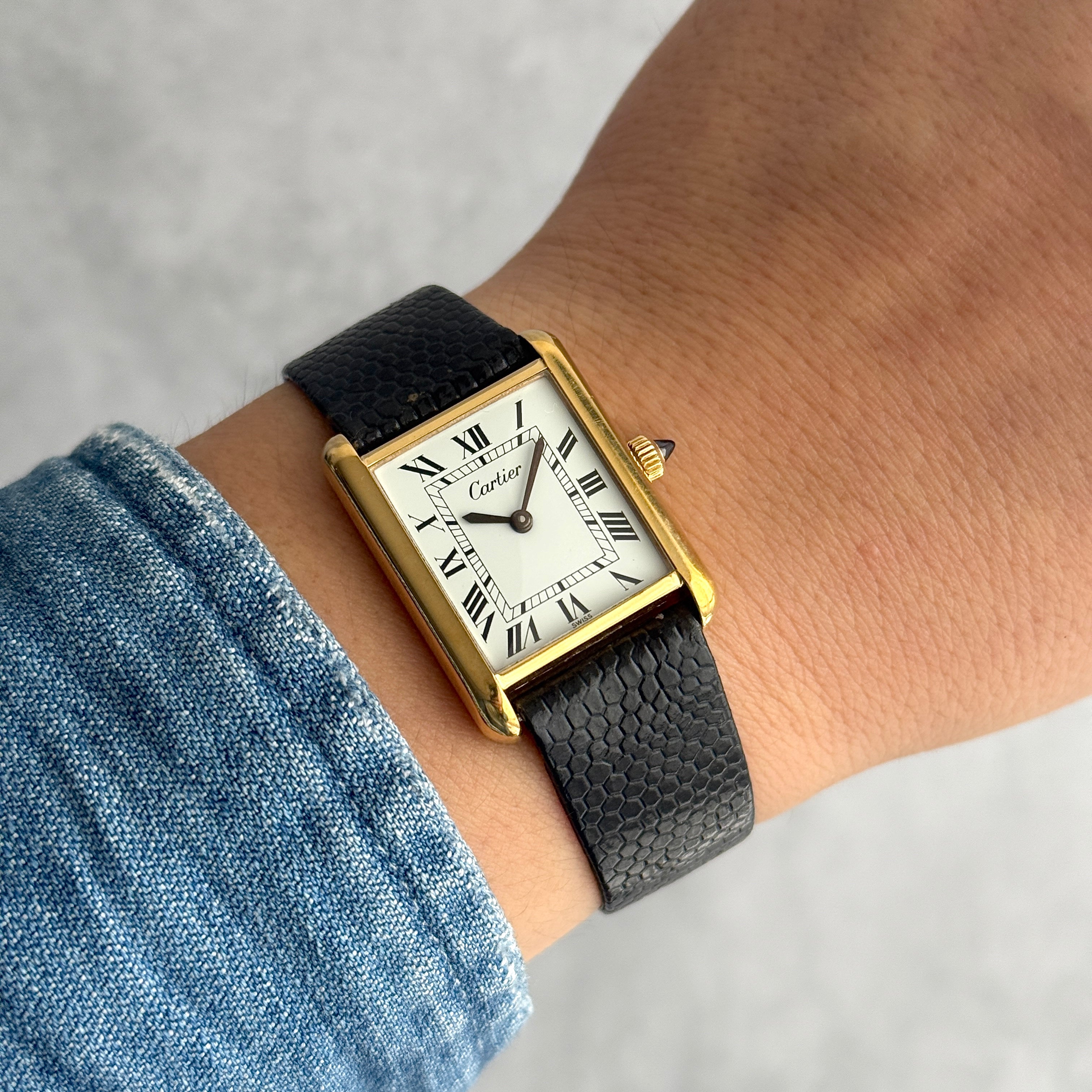 【Cartier】カルティエ マストタンクLM ホワイトローマ 手巻き Pre-must de TANK 北米仕様 カルティエ修理見積書付き