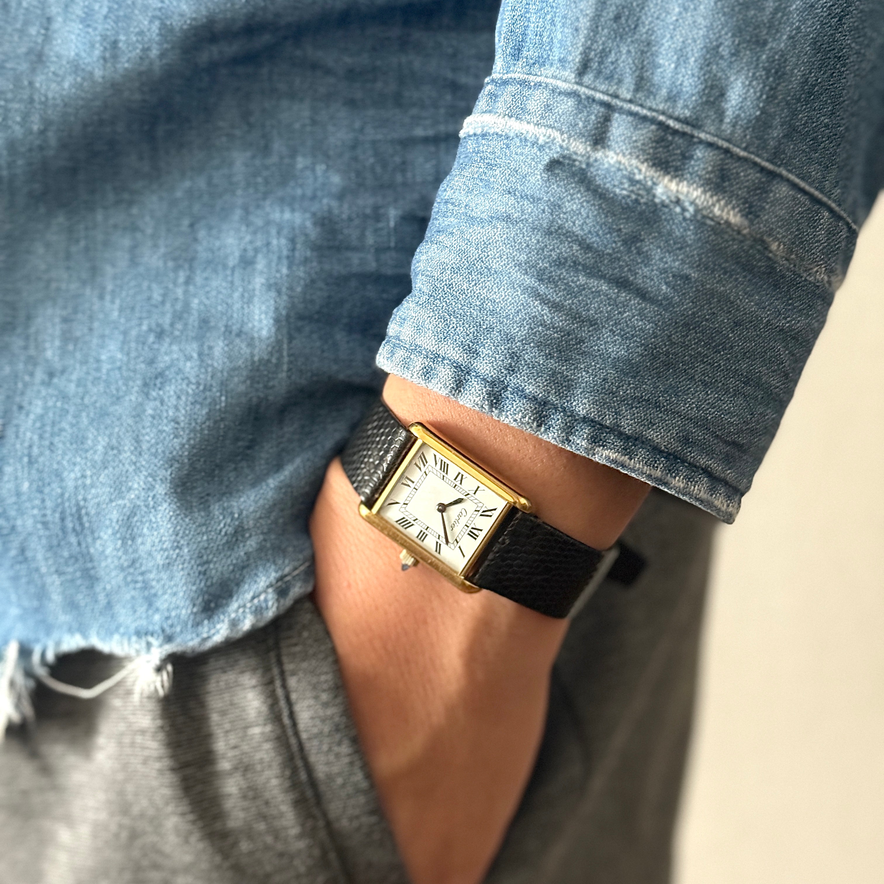 【Cartier】カルティエ マストタンクLM ホワイトローマ 手巻き Pre-must de TANK 北米仕様 カルティエ修理見積書付き