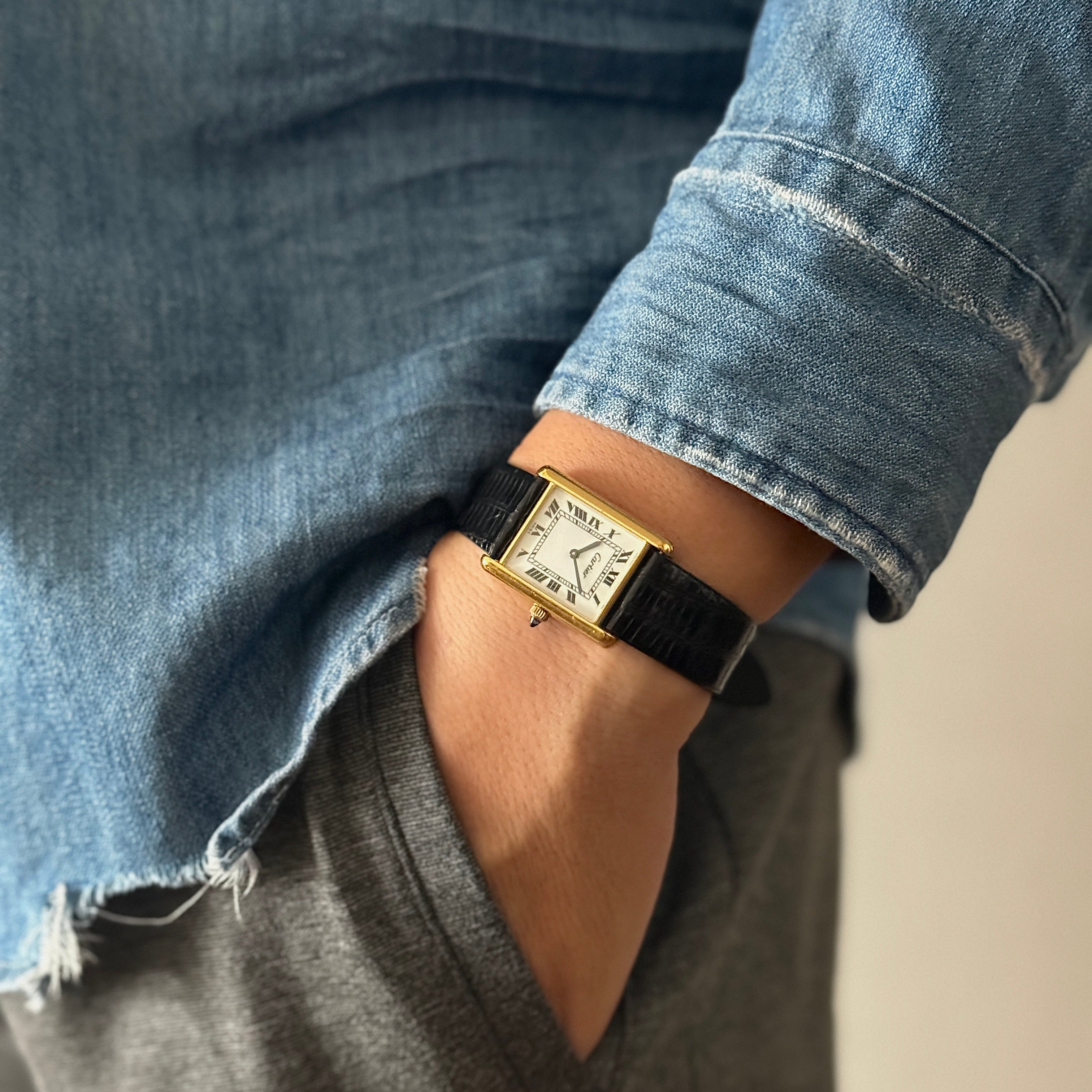 【Cartier】カルティエ マストタンクLM ホワイトローマ 手巻き Pre-must de Tank 欧州仕様 純正ボックス付き