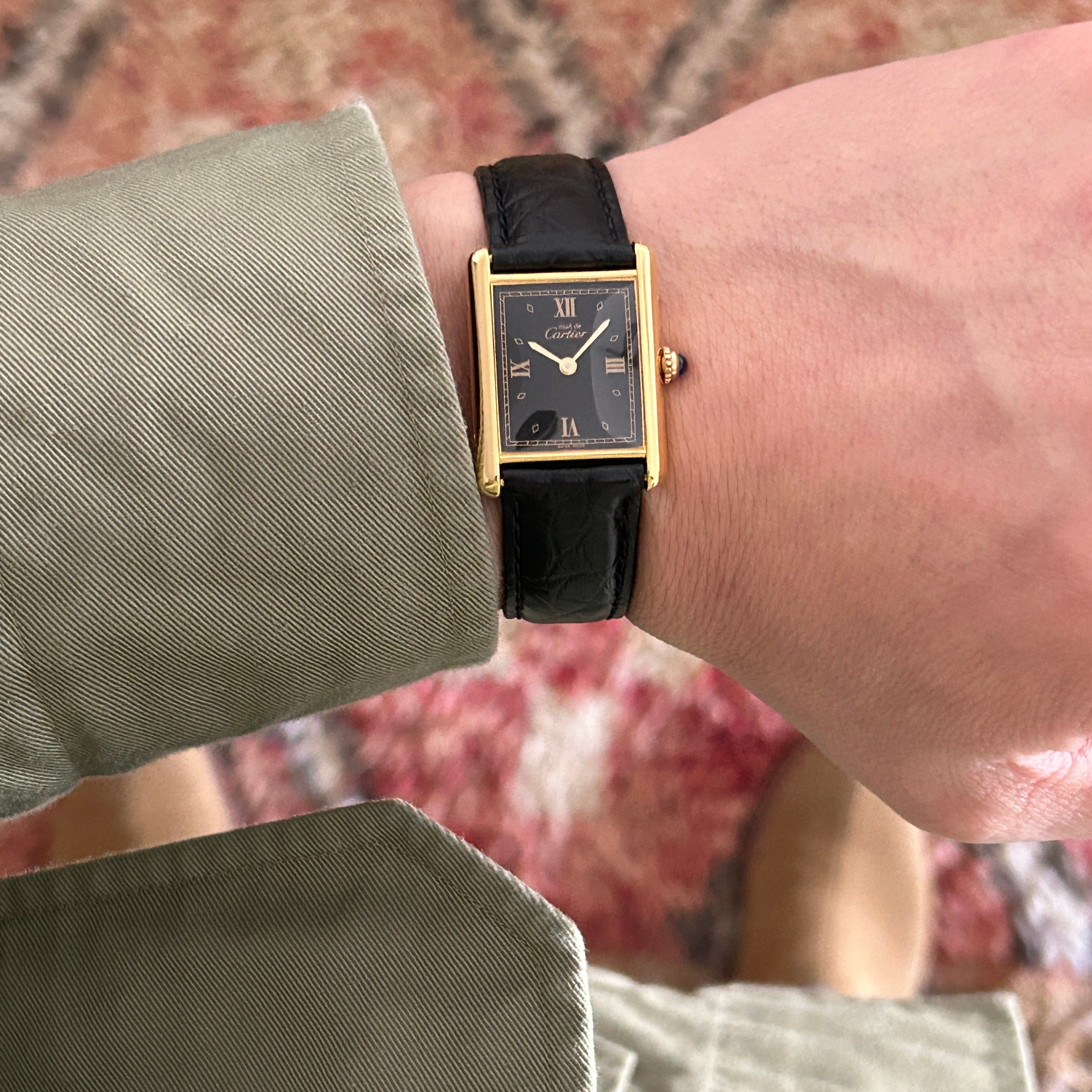 [Cartier] Cartier Must Tank LM Black with 4 Roman accessories