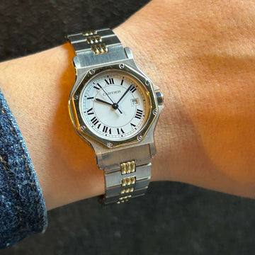 Cartier】カルティエサントスオクタゴン LM 18KYG×SS White roman  