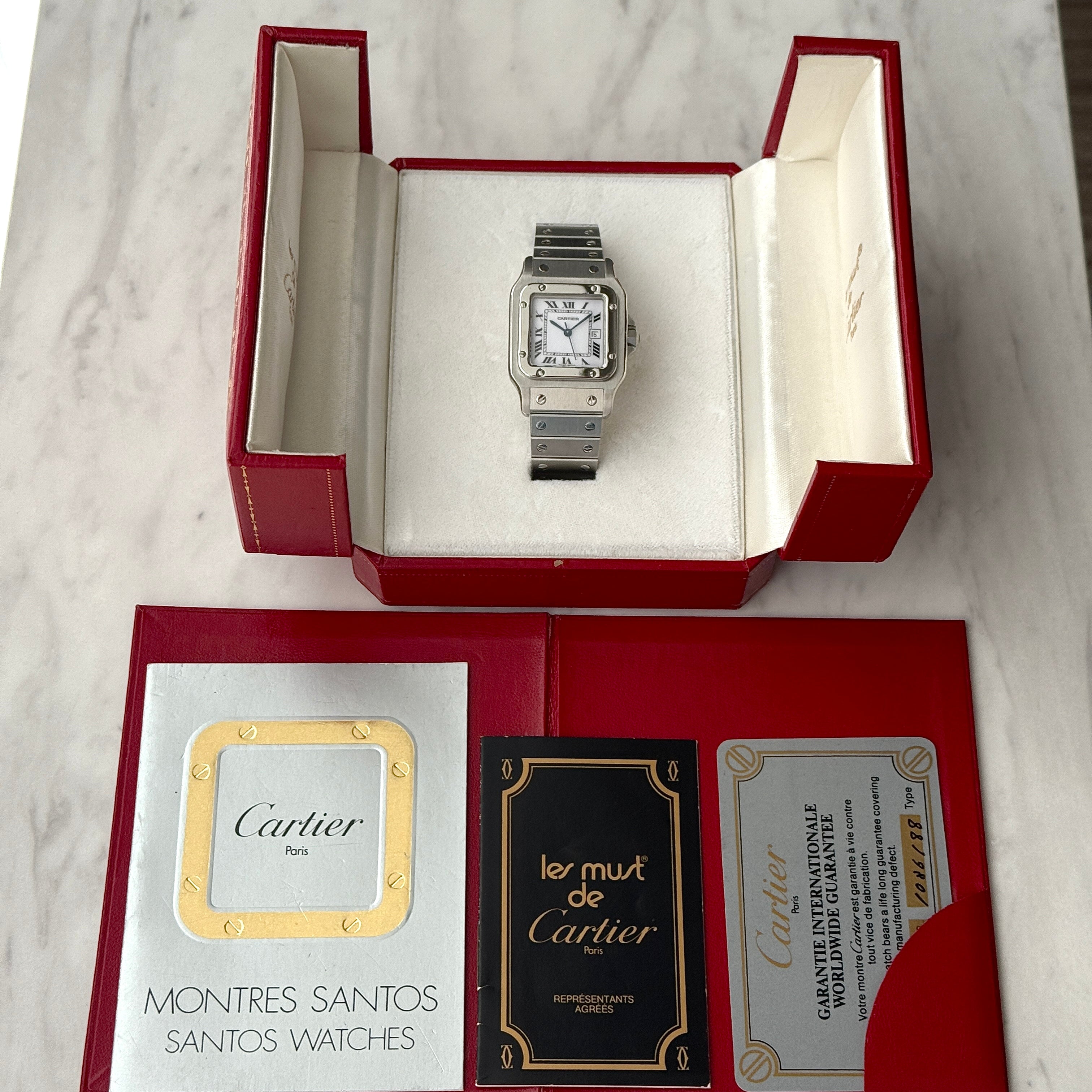 【Cartier】カルティエ サントスガルベLM ステンレス 付属品付き カルティエコンプリートサービス済み