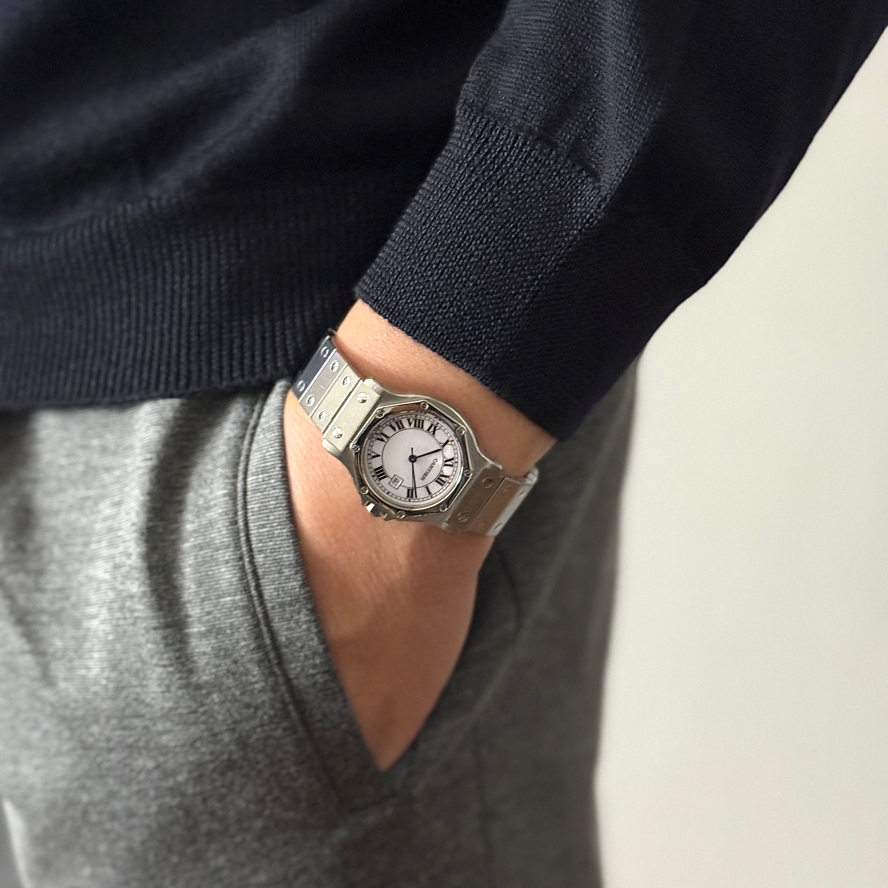 [Cartier] Cartier Santos Octagon LM Stainless Steel Folding Buckle Cartier Complete Service