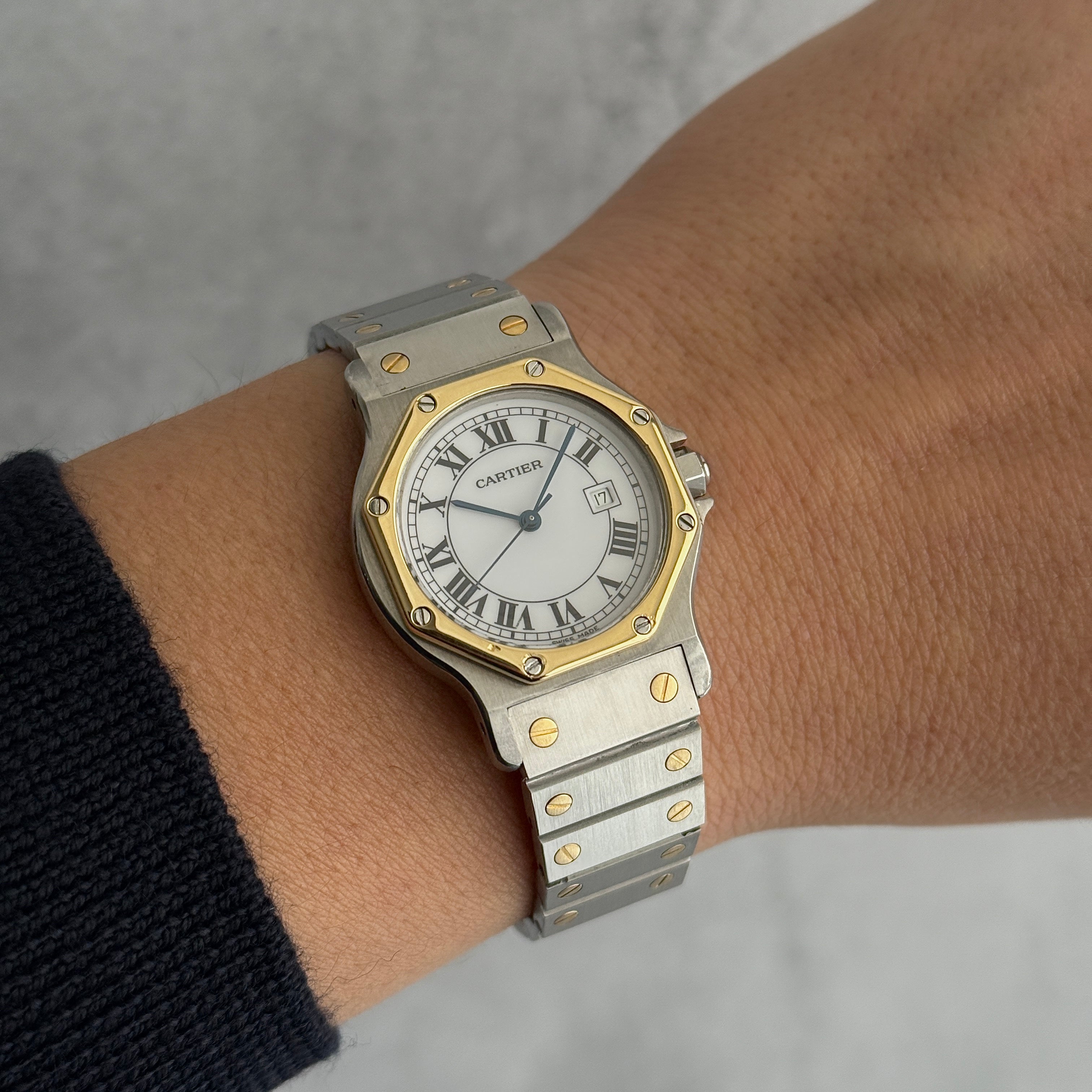 【Cartier】カルティエ サントスオクタゴンLM 18KYG×SS SWISS MADE 表記