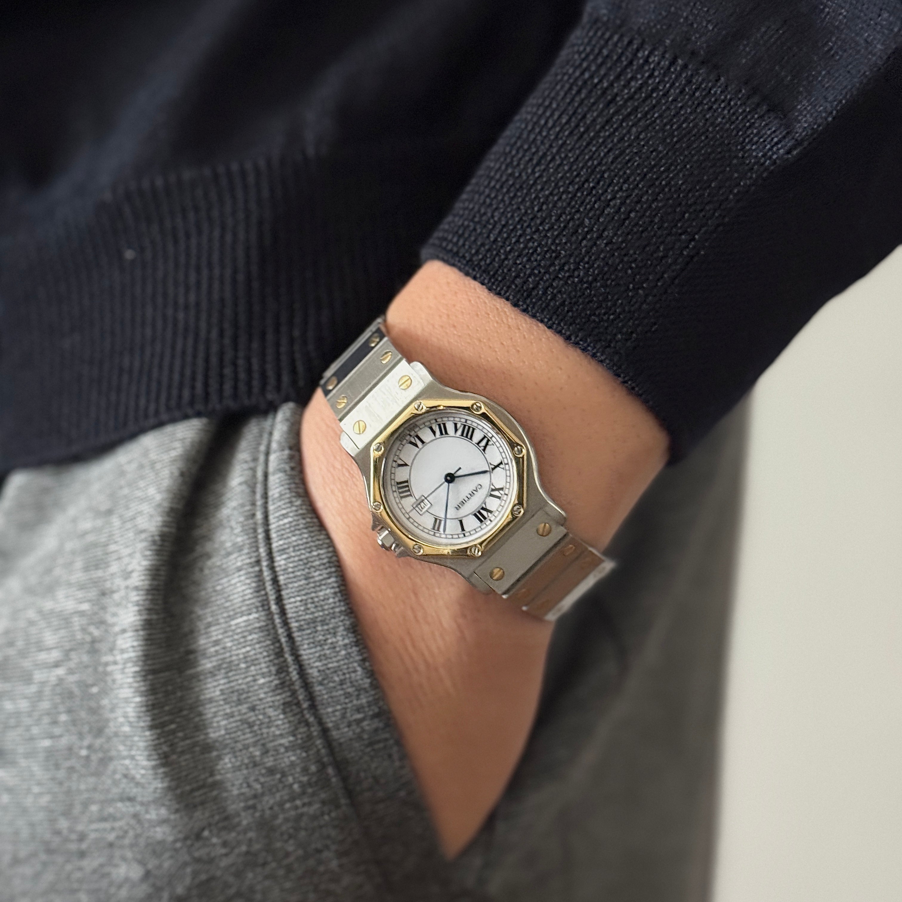 【Cartier】カルティエ サントスオクタゴンLM 18KYG×SS SWISS MADE 表記