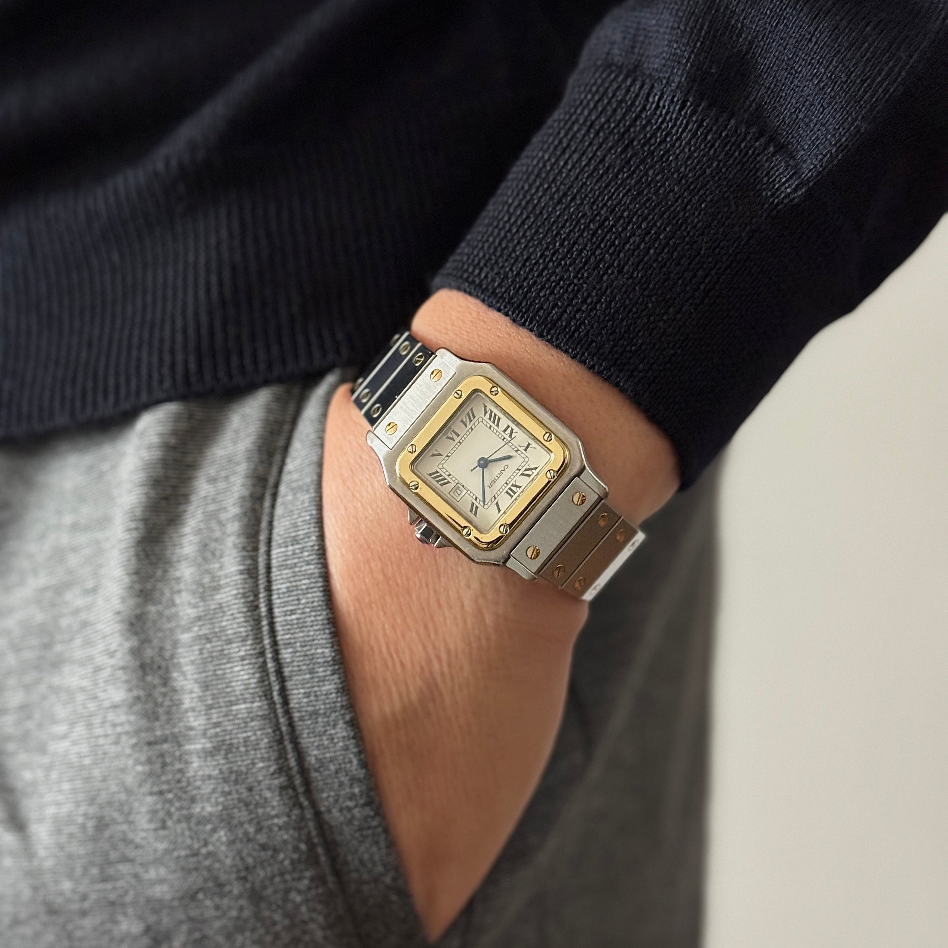 【Cartier】カルティエ サントスガルベLM 18KYG×SS 観音開きバックル