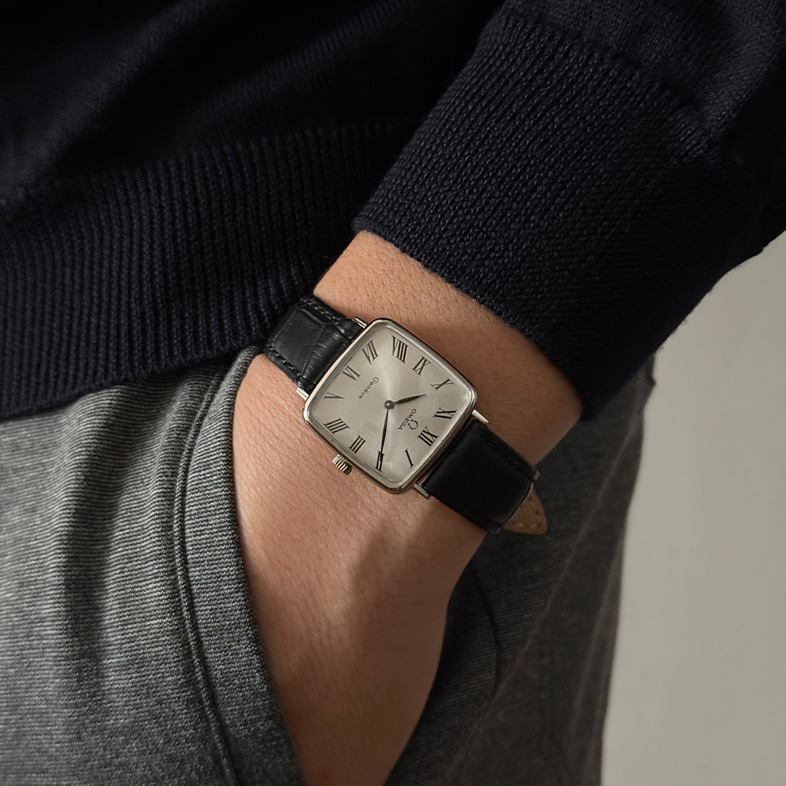 [Omega] 歐米茄日內瓦 WGP 方形銀色男士尺寸附正品扣