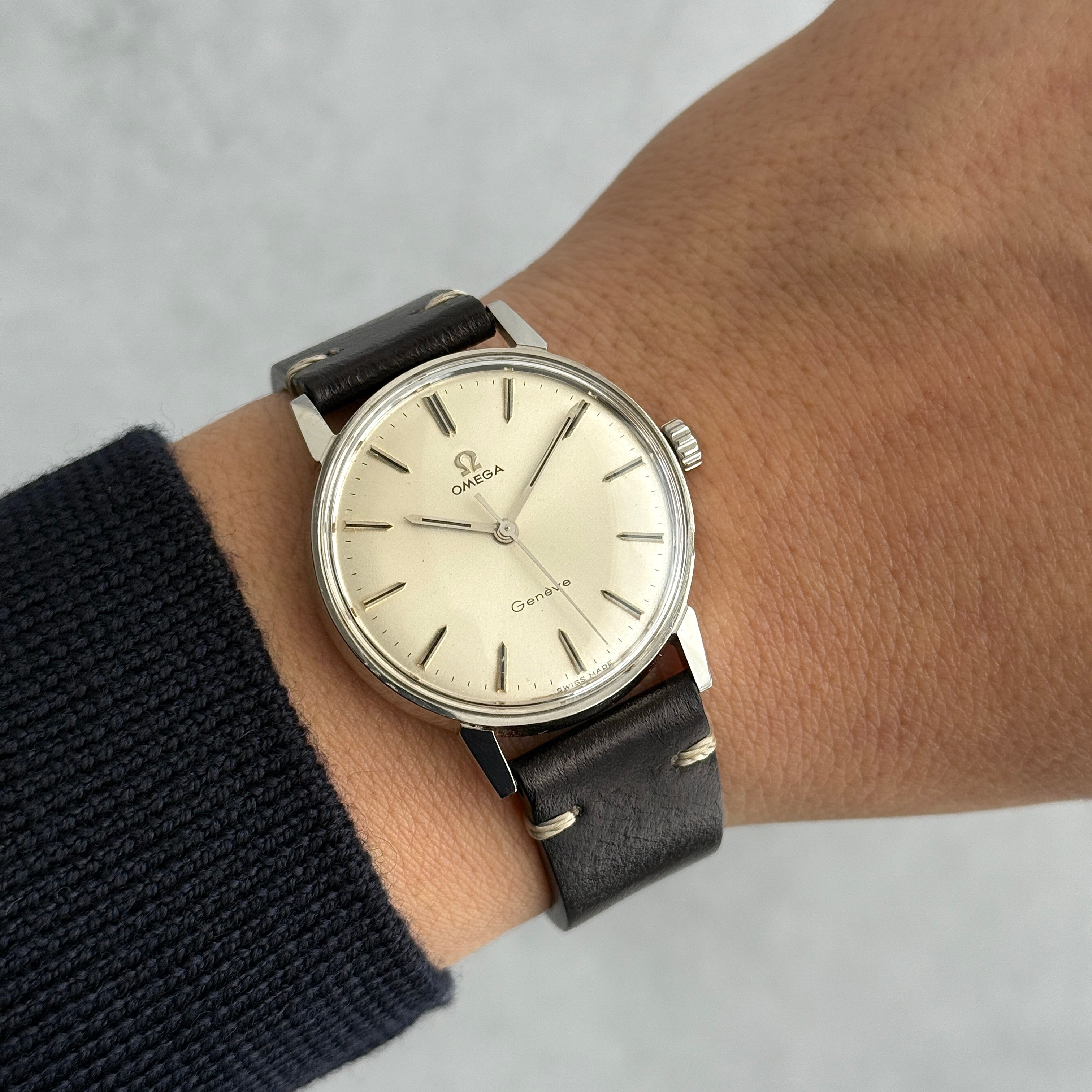 [Omega] 歐米茄日內瓦 SS 圓形銀帶正品扣