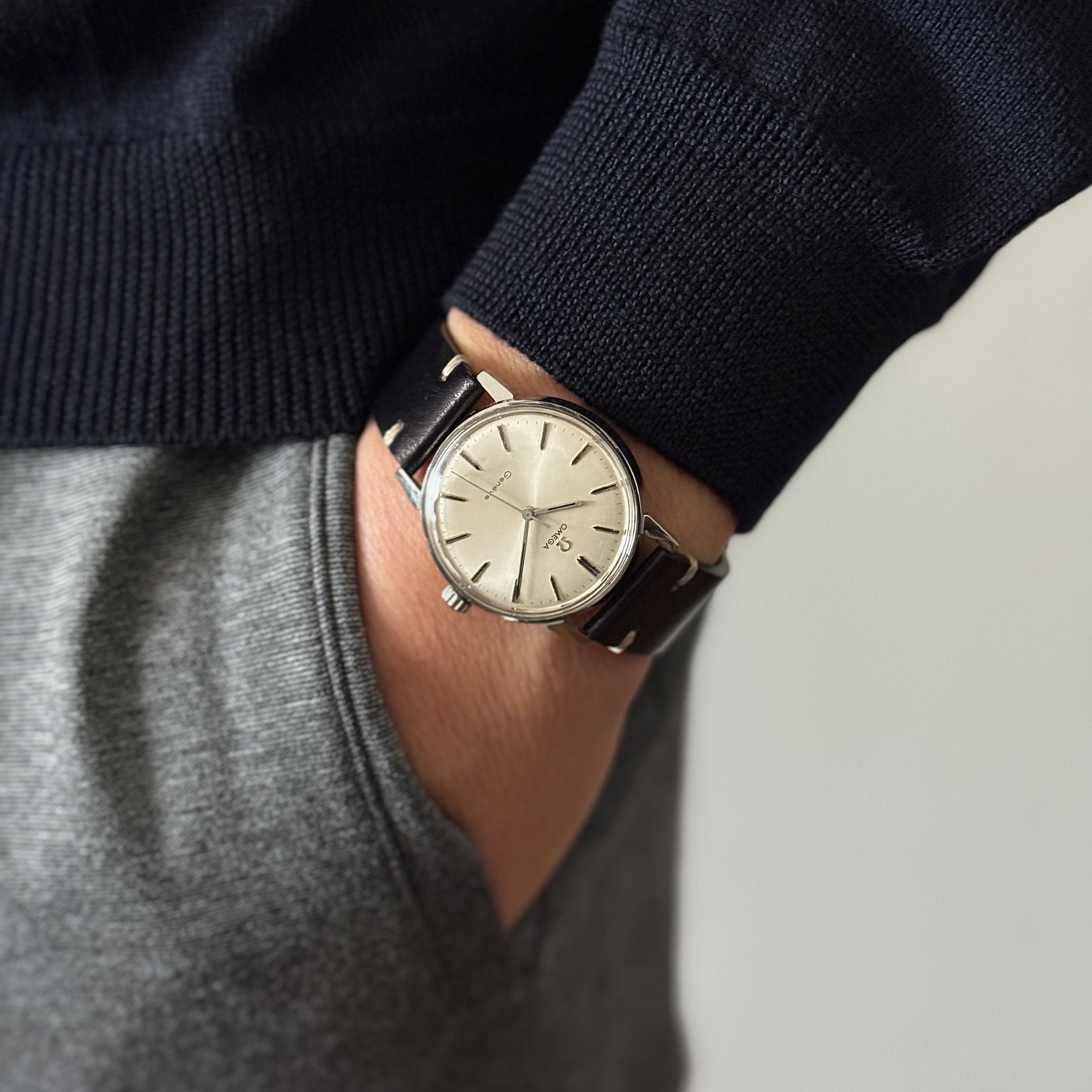 [Omega] 歐米茄日內瓦 SS 圓形銀帶正品扣