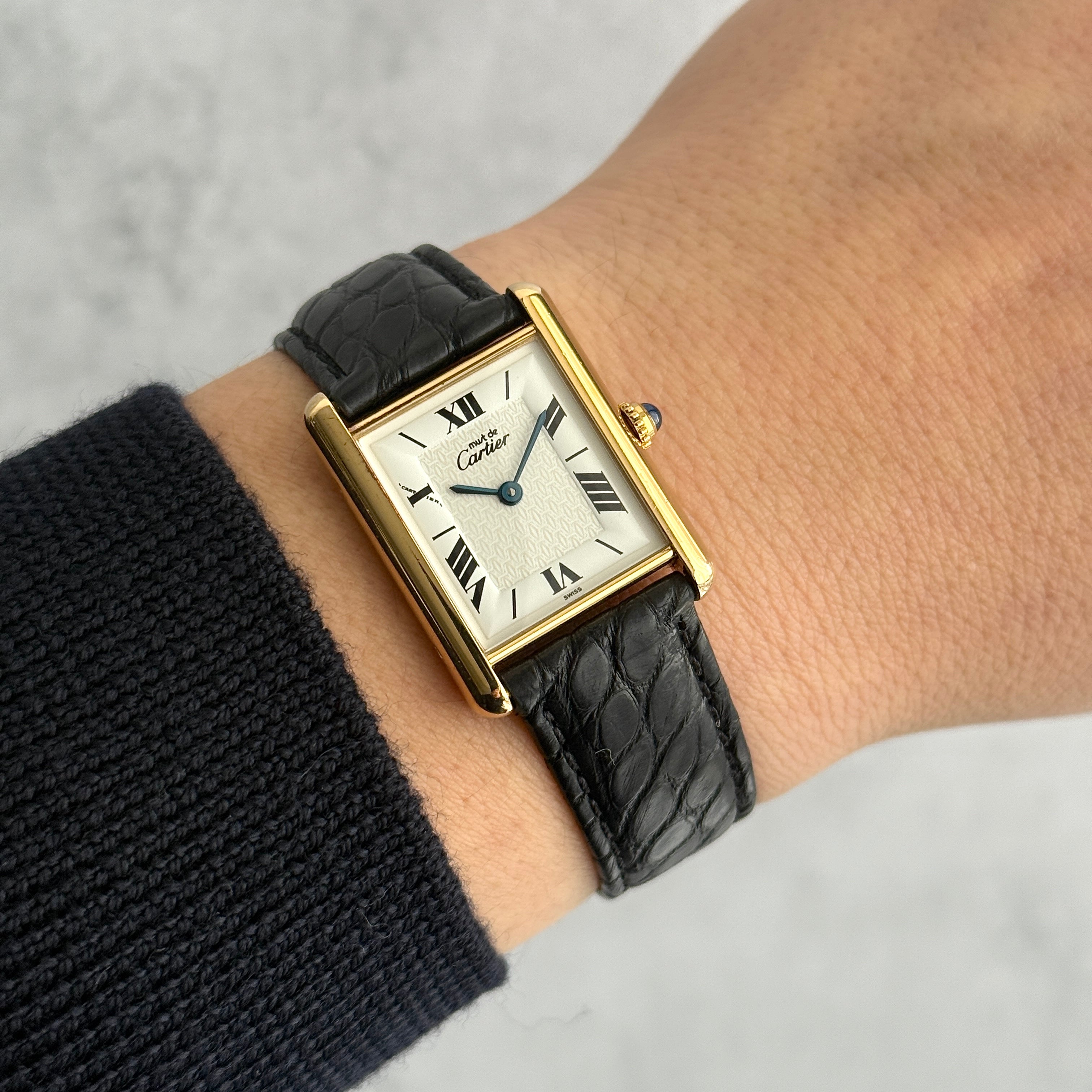 【Cartier】カルティエ マストタンク LM飛びローマ 純正Dバックル付き 付属品完備