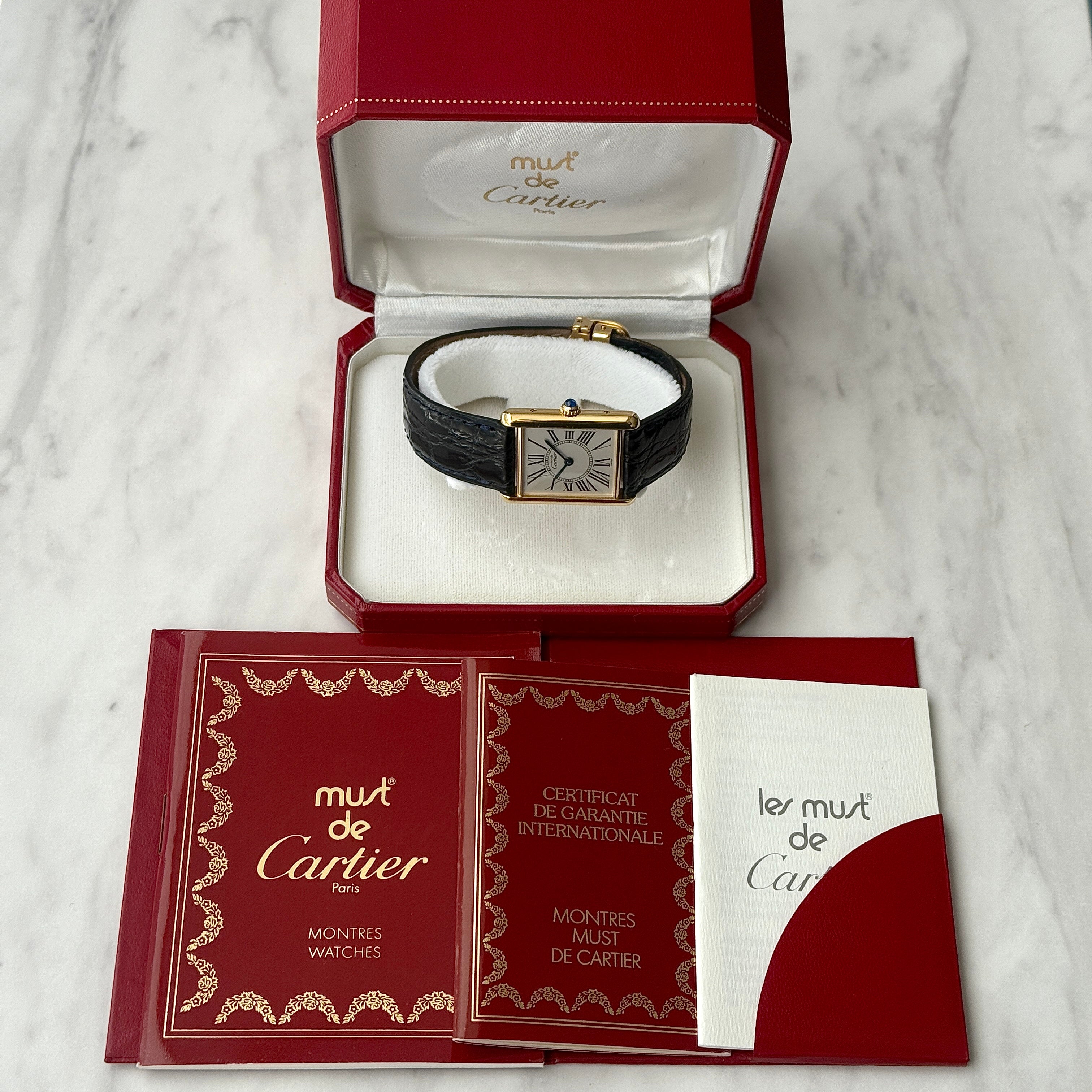 【Cartier】カルティエ マストタンクLM オパラン 純正Dバックル付き 付属品完備