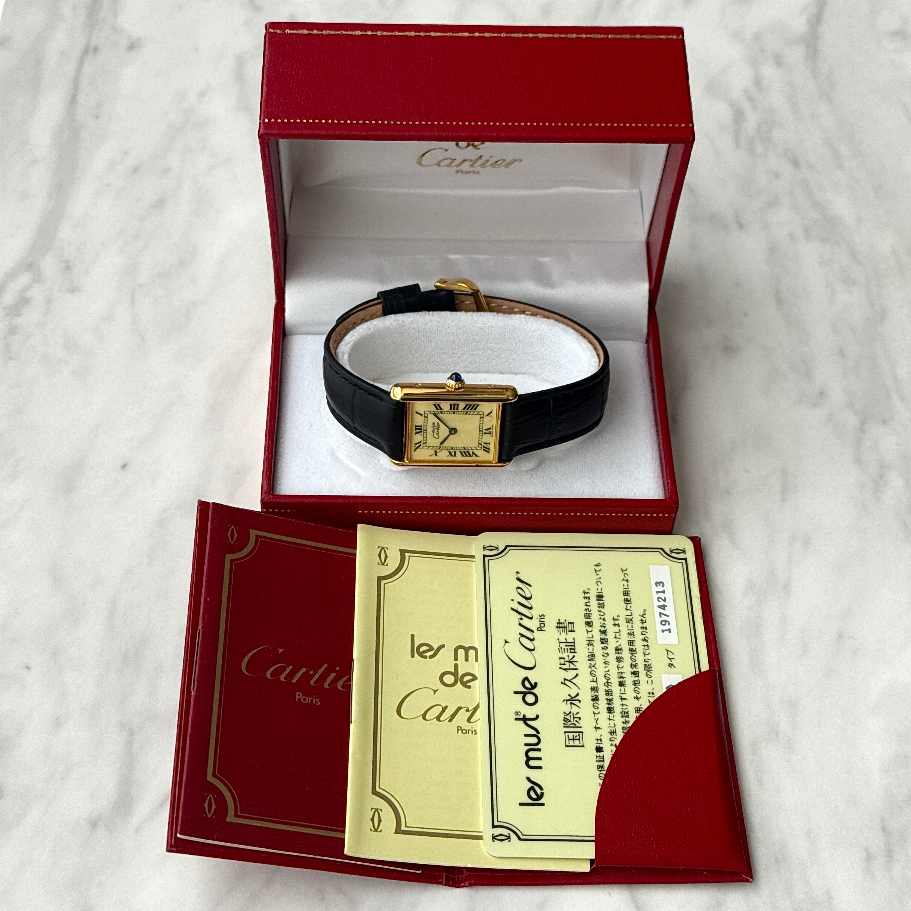 【Cartier】カルティエ マストタンクLM アイボリーローマ 手巻き 永久保証書付き