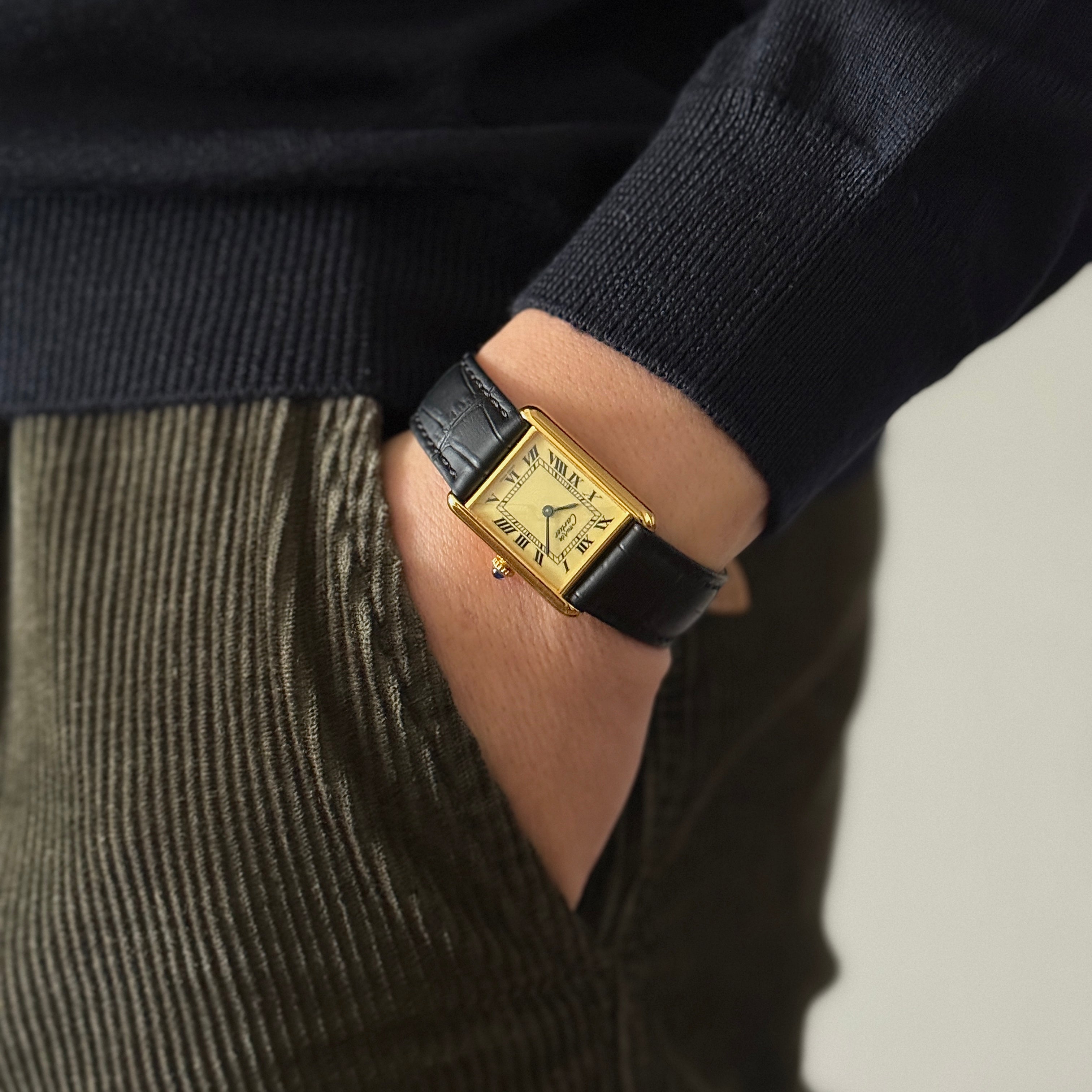 【Cartier】カルティエ マストタンクLM アイボリーローマ 手巻き 永久保証書付き