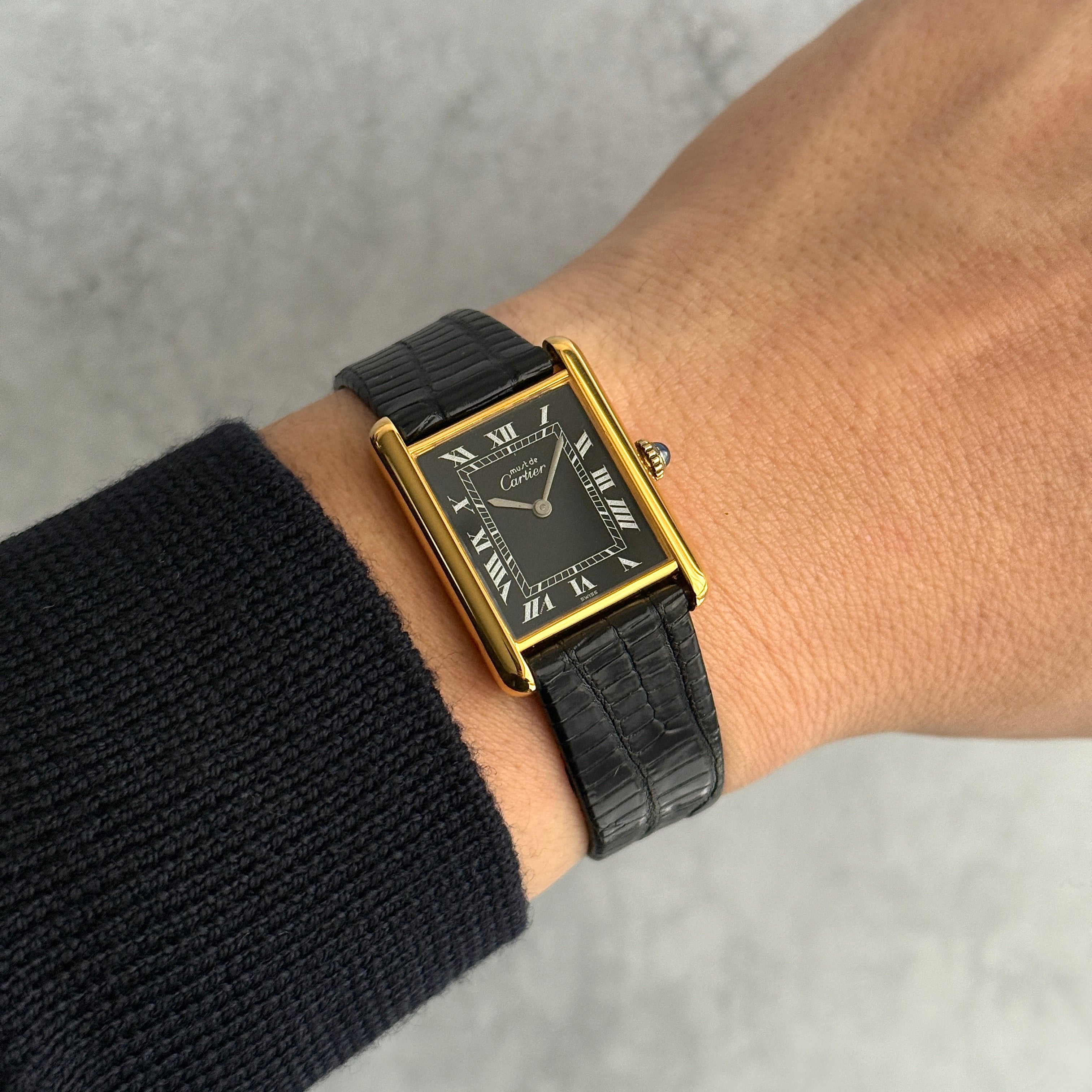 【Cartier】カルティエ マストタンクLM ブラックローマ 手巻き 純正尾錠付き