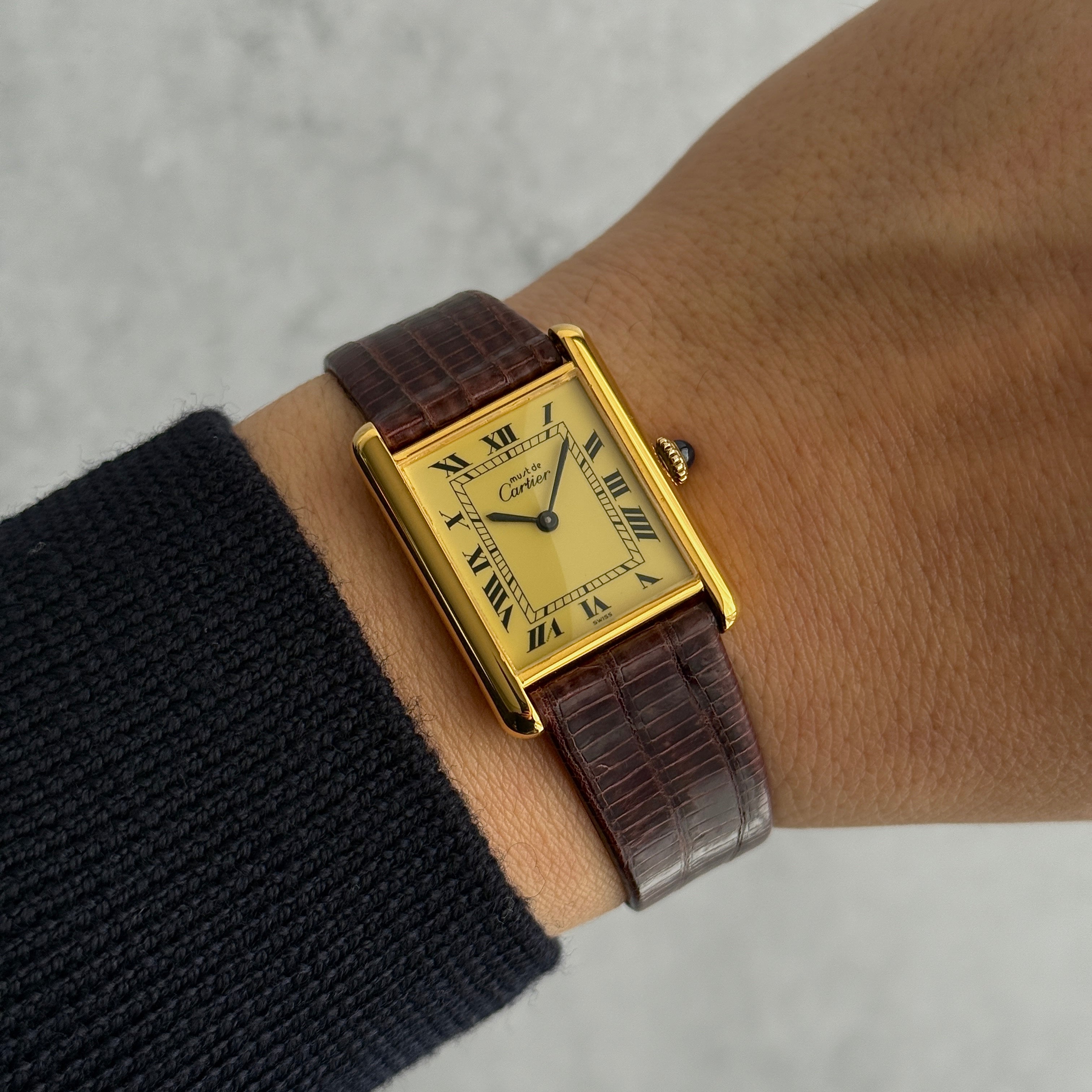 【Cartier】カルティエ マストタンクLM アイボリーローマ 手巻き 純正尾錠付き