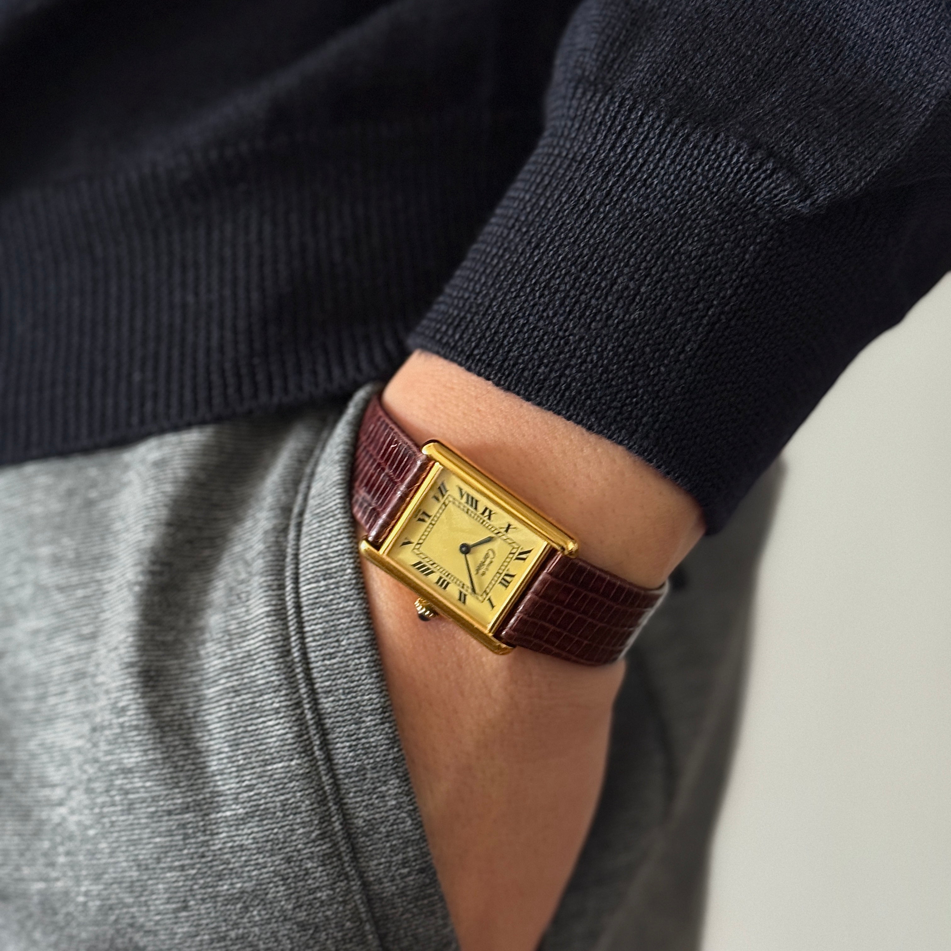 【Cartier】カルティエ マストタンクLM アイボリーローマ 手巻き 純正尾錠付き